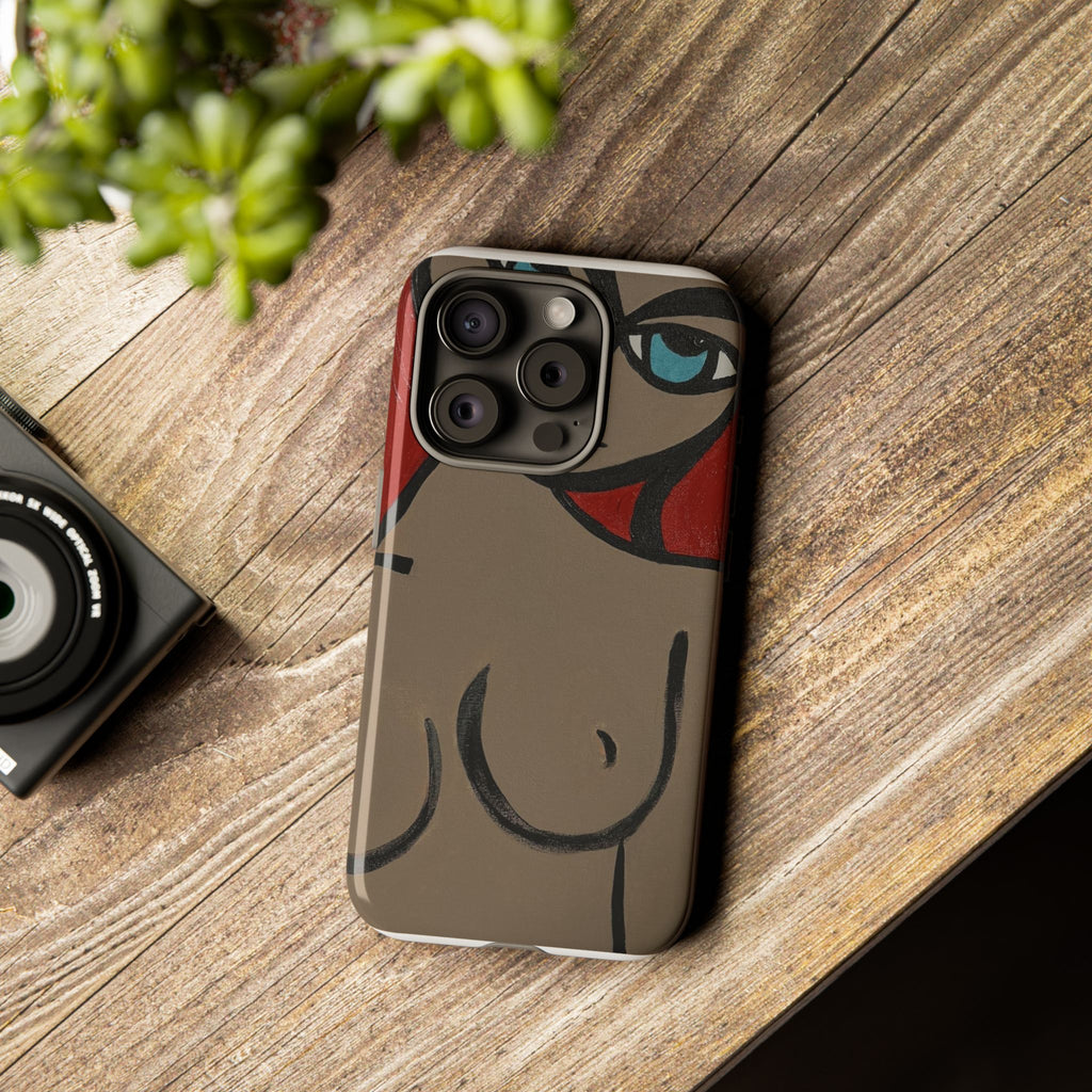 Coque de téléphone minimaliste | Figure féminine abstraite, faite main