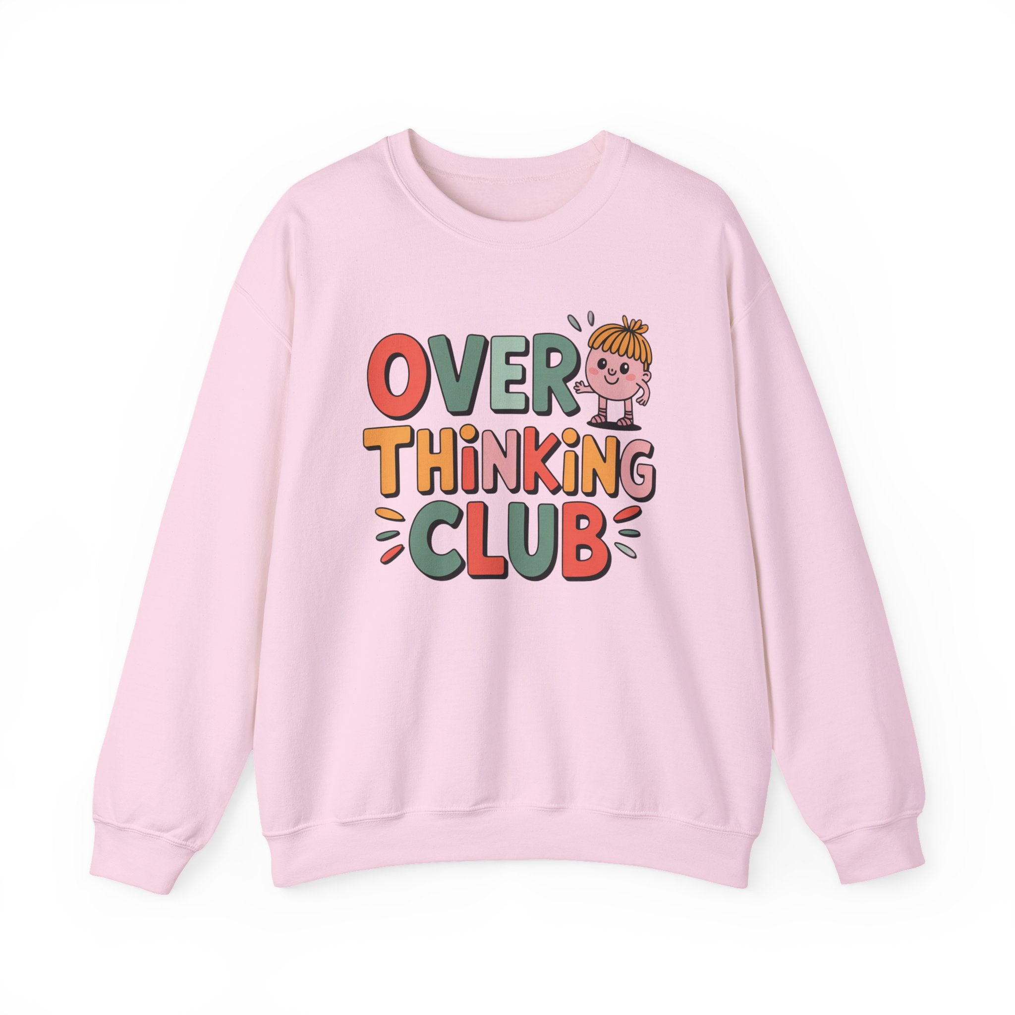 Overthinking Club sweatshirt | Cute cartoon text crewneck, Smart & Funny Slogan Sweatshirt, Trendy Motivational Streetwear