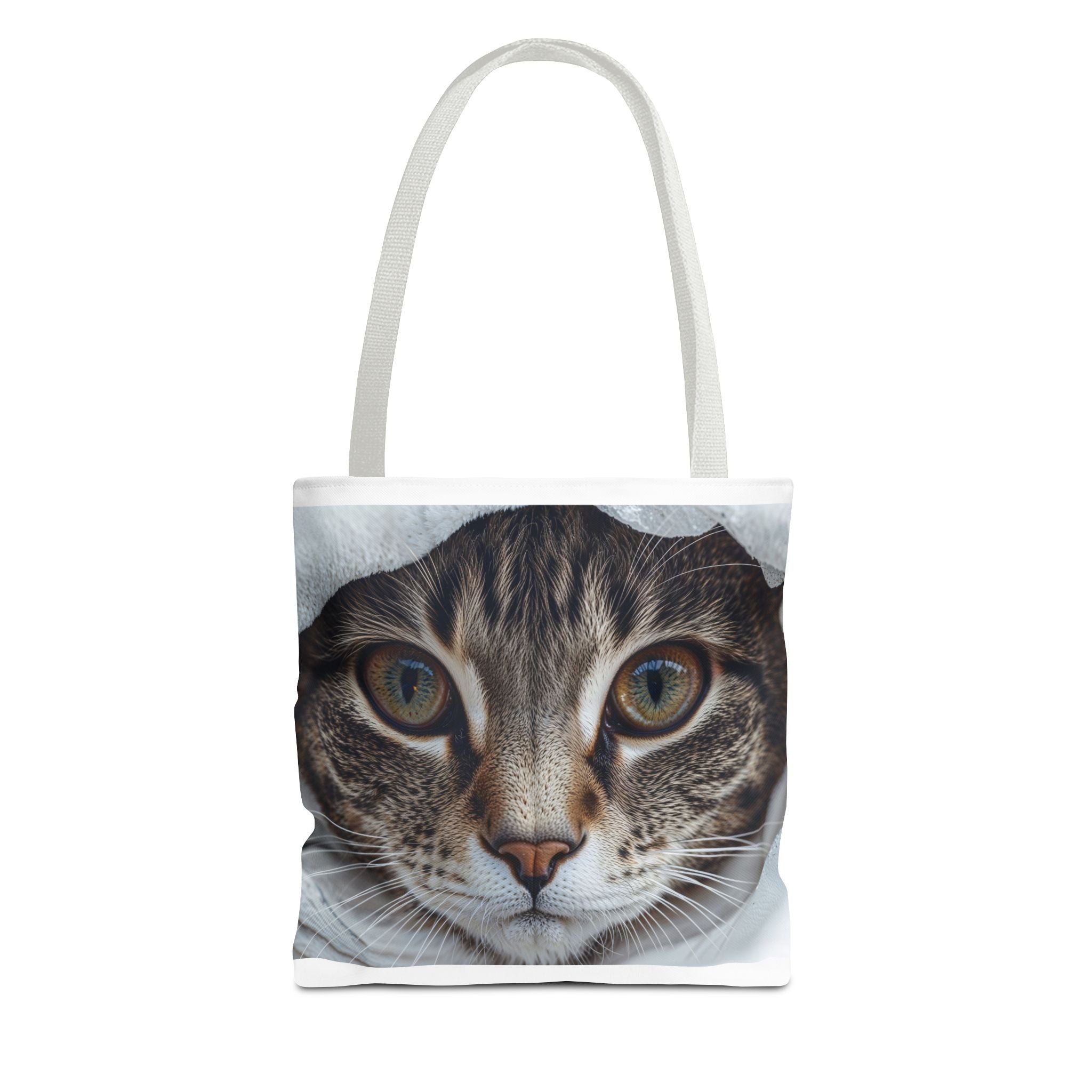 Sac fourre-tout motif chat tigré | Portrait de chat réaliste, imprimé intégral