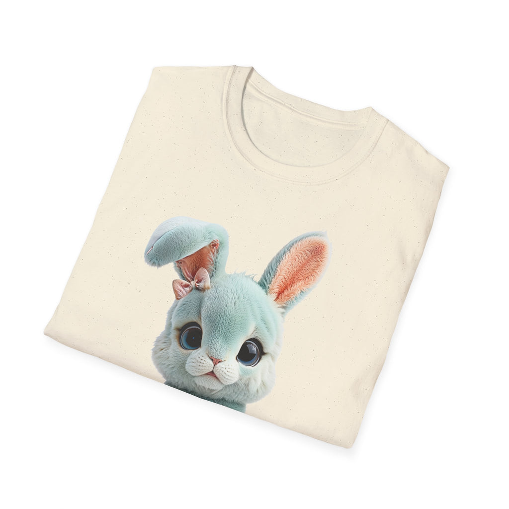 T-shirt Lapin en peluche bleu | T-shirt graphique lapin mignon