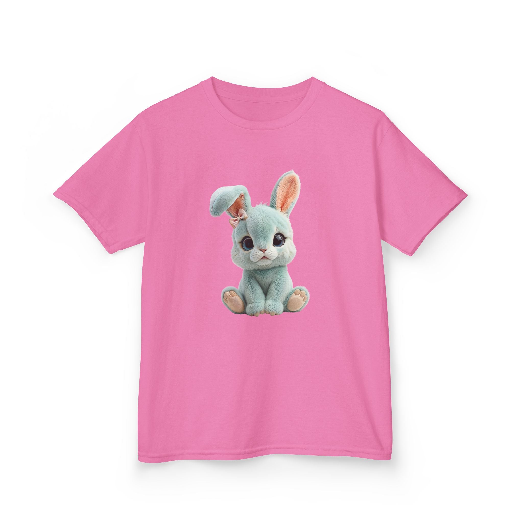 T-shirt enfant lapin en peluche mignon | Illustration de lapin bleu pastel, T-shirt de Pâques