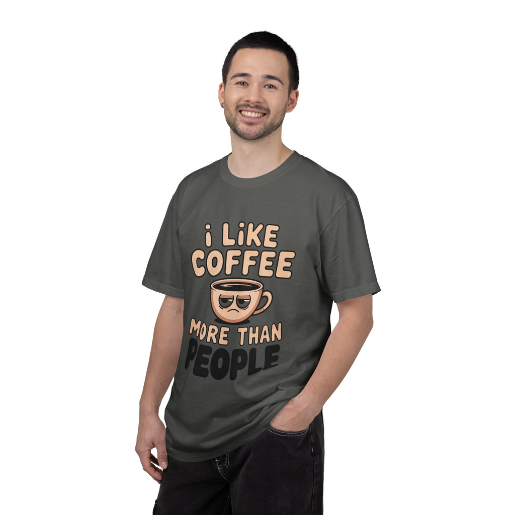 I Like Coffee More Than People T-Shirt, Funny Slogan Tee Inspirational Self Love Shirt Motivational Graphic Tee