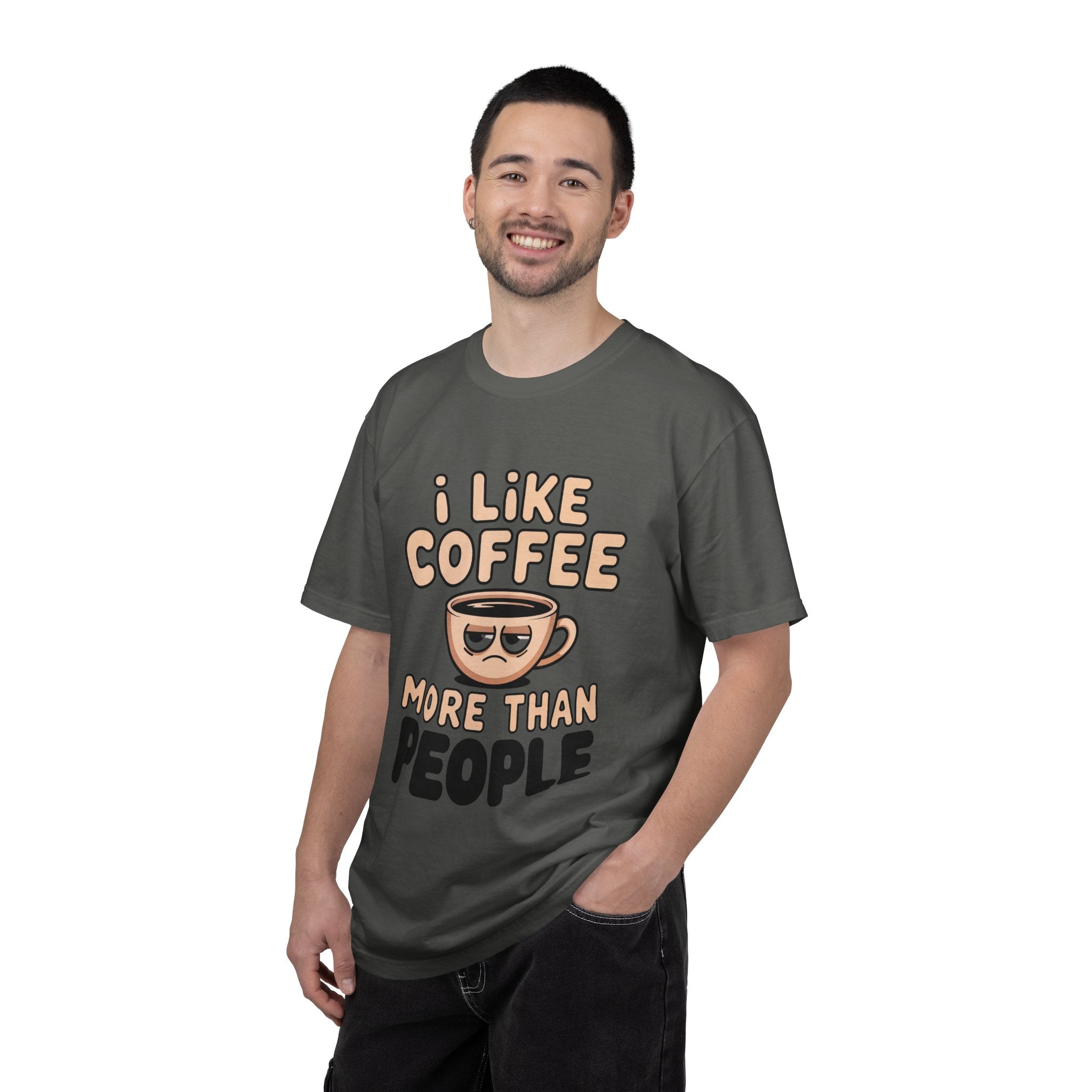 I Like Coffee More Than People T-Shirt, Funny Slogan Tee Inspirational Self Love Shirt Motivational Graphic Tee
