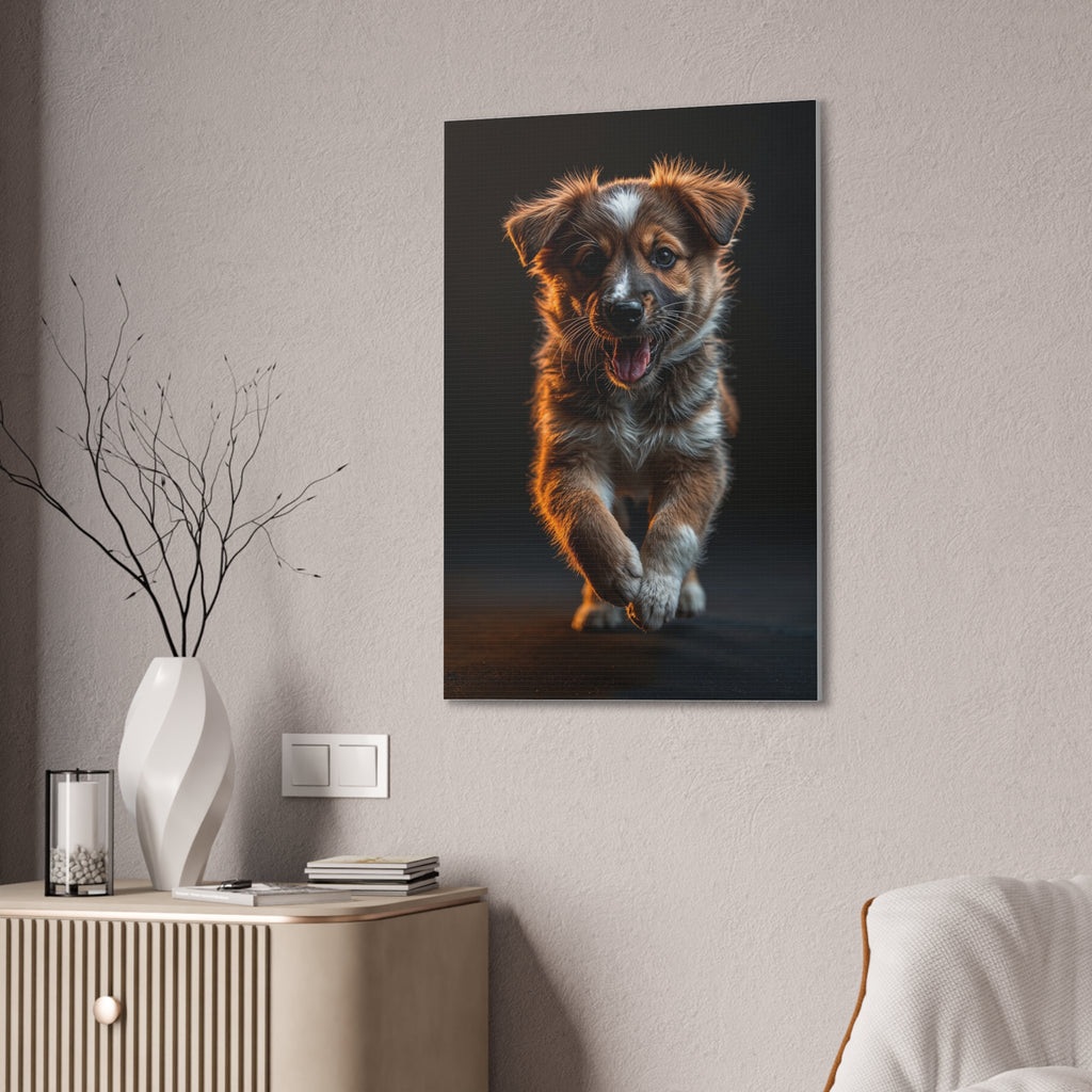 Running Puppy Canvas, gift for dog lovers