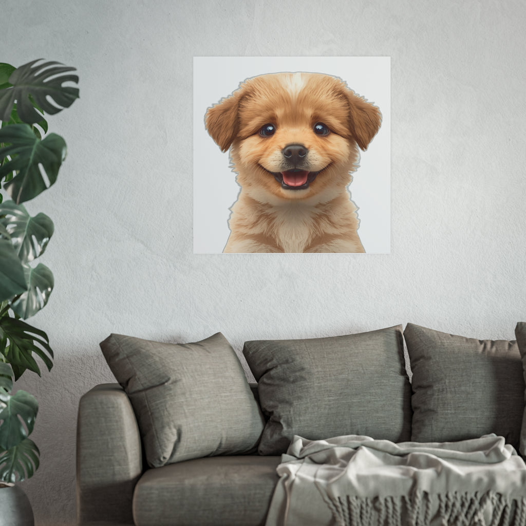 Smiling Fluffy Puppy Poster | puppy Poster, funny dog lover poster