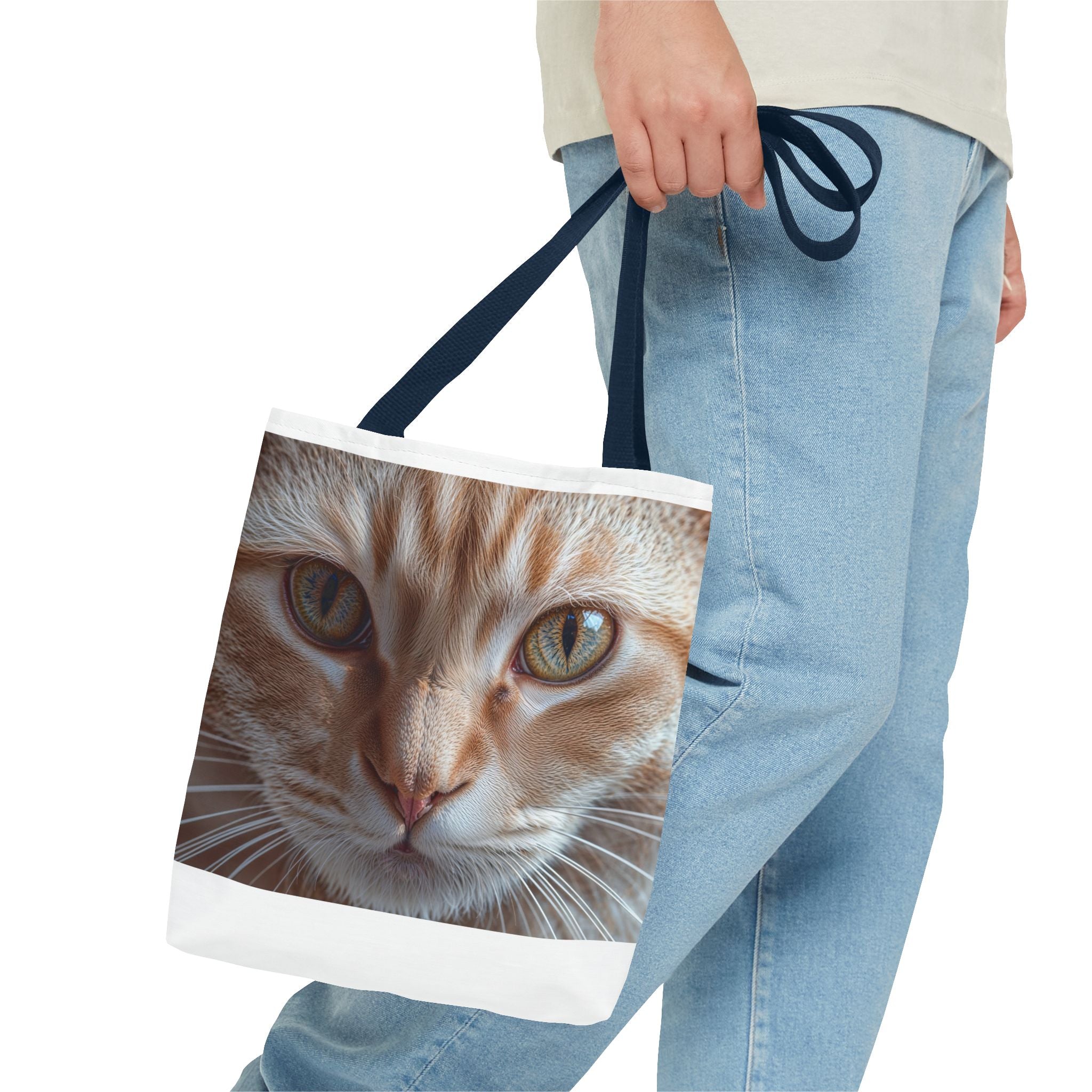 Sac fourre-tout à motif chat roux en gros plan | Imprimé intégral portrait de chat