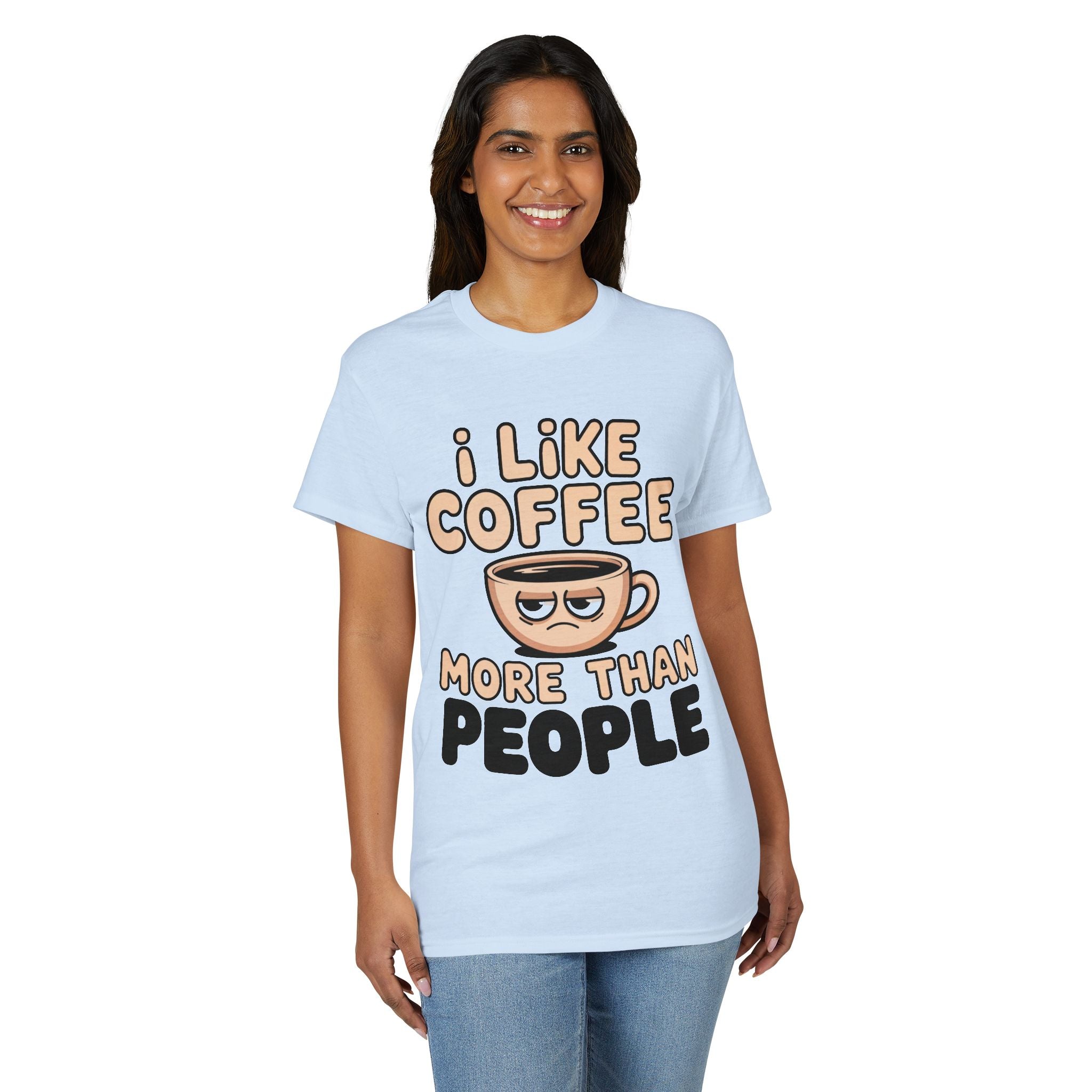 I Like Coffee More Than People T-Shirt | Coffee Lover Tee, Original Motivational T-Shirt, Unisex Cotton Graphic Tee