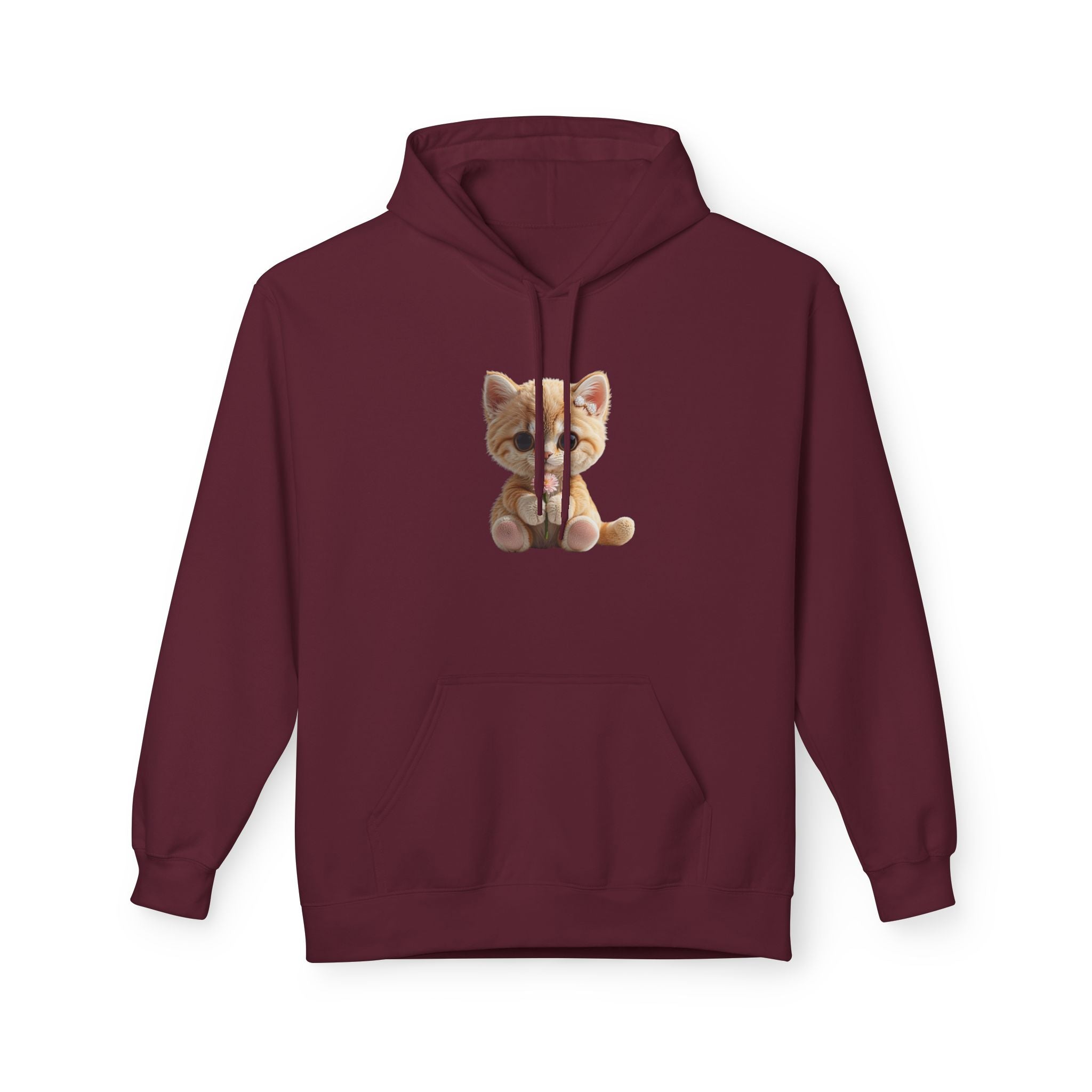 Sweat à capuche chaton assis mignon | Illustration de chat, pull blanc doux