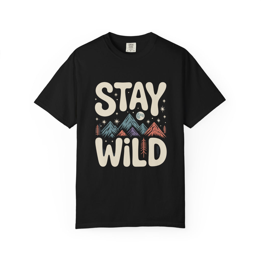 Stay Wild mountain design T-shirt | adventure typography tee