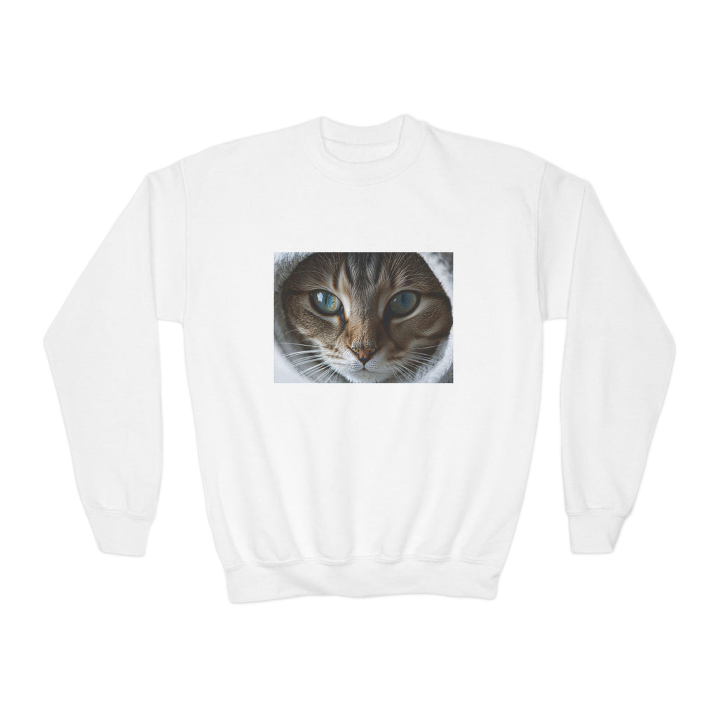 Sweat-shirt ras du cou pour enfant avec motif chat tigré | Portrait de chaton mignon