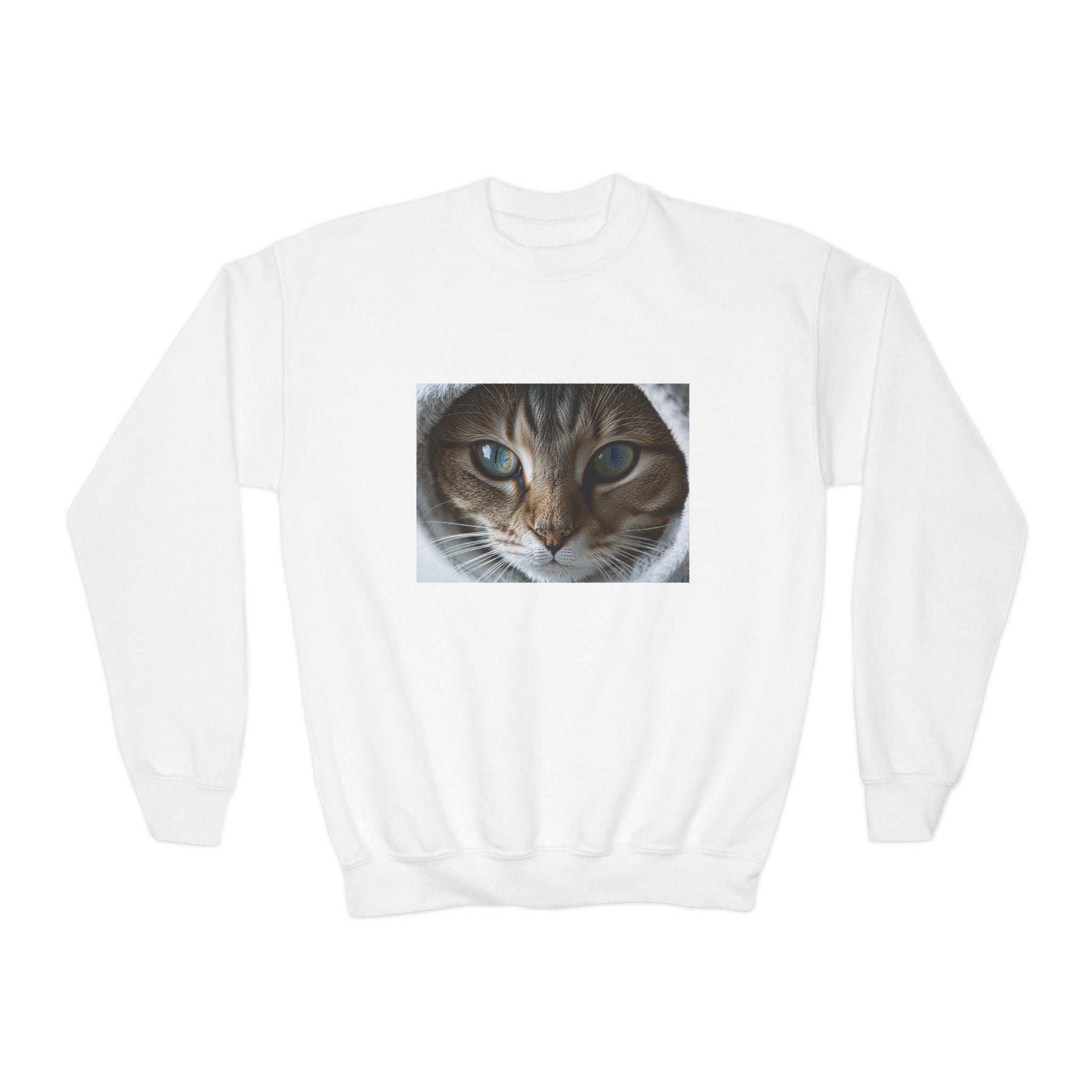 Sweat-shirt ras du cou pour enfant avec motif chat tigré | Portrait de chaton mignon