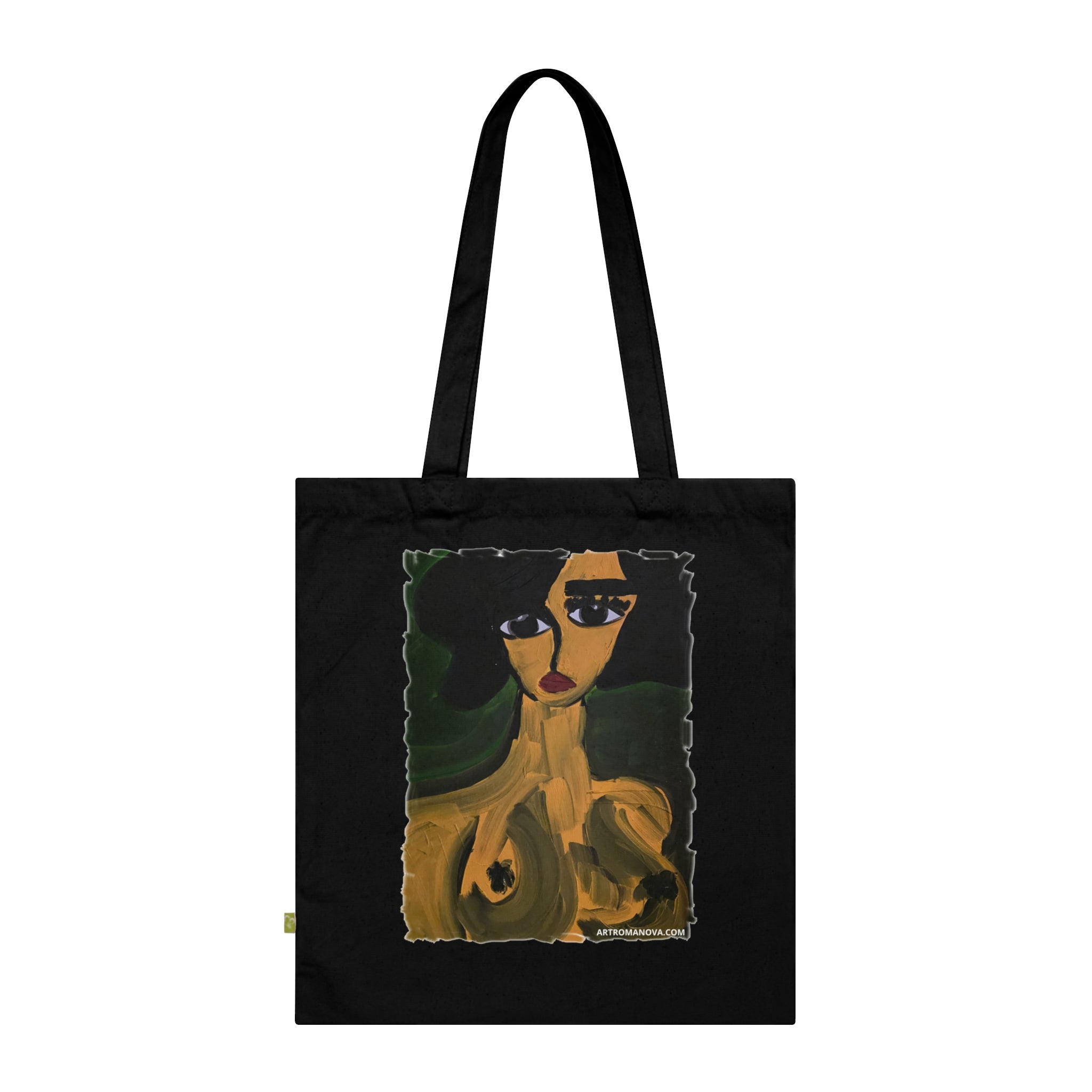 Sac cabas Beaux-Arts, Impression Portrait de Nu Élégant, Toile de Coton Naturel, Portrait Abstrait de Femme | Sac cabas en Toile d'Art Figuratif
