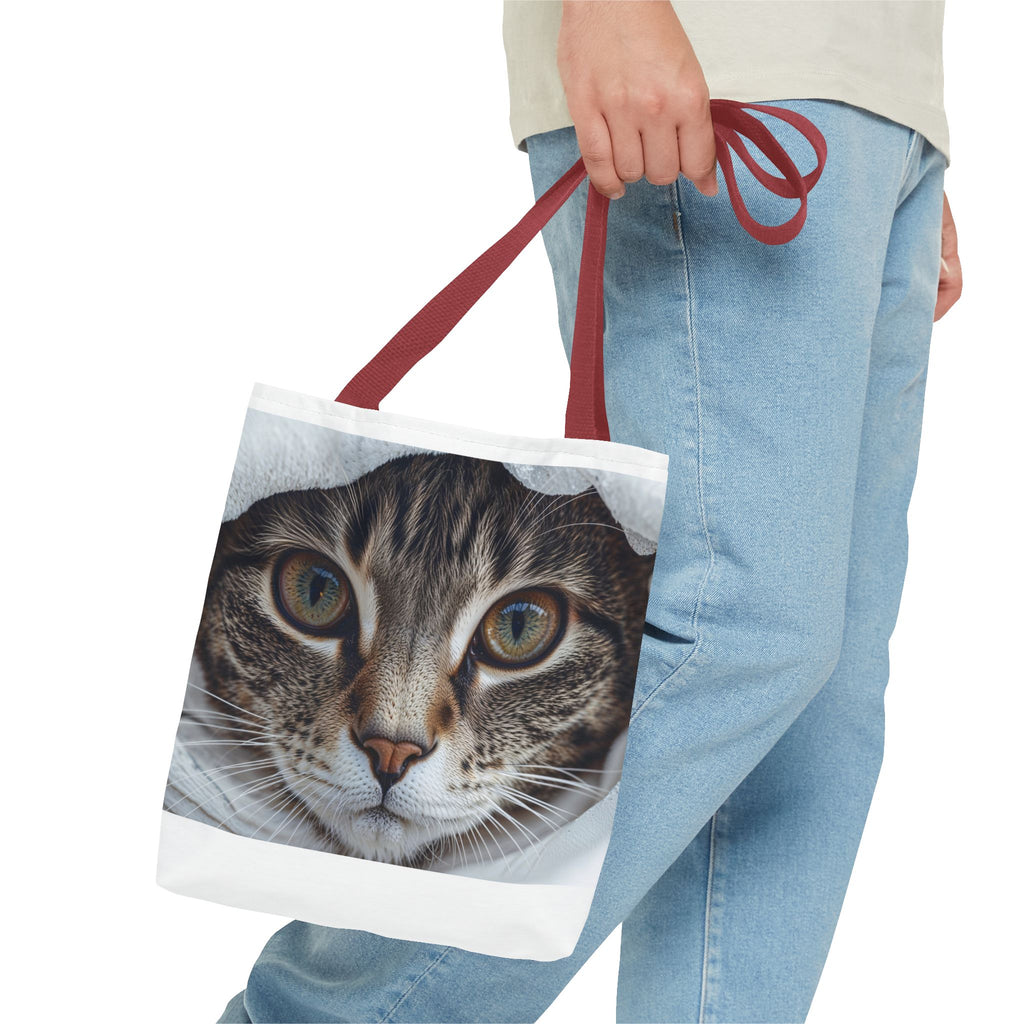 Sac fourre-tout motif chat tigré | Portrait de chat réaliste, imprimé intégral