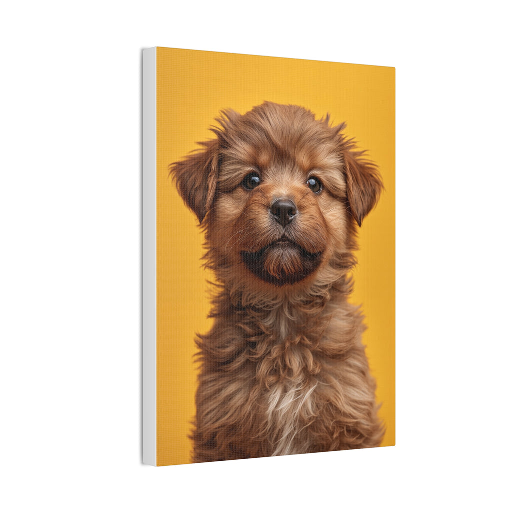 Cute Brown Puppy Portrait Canvas, gift for dog lovers