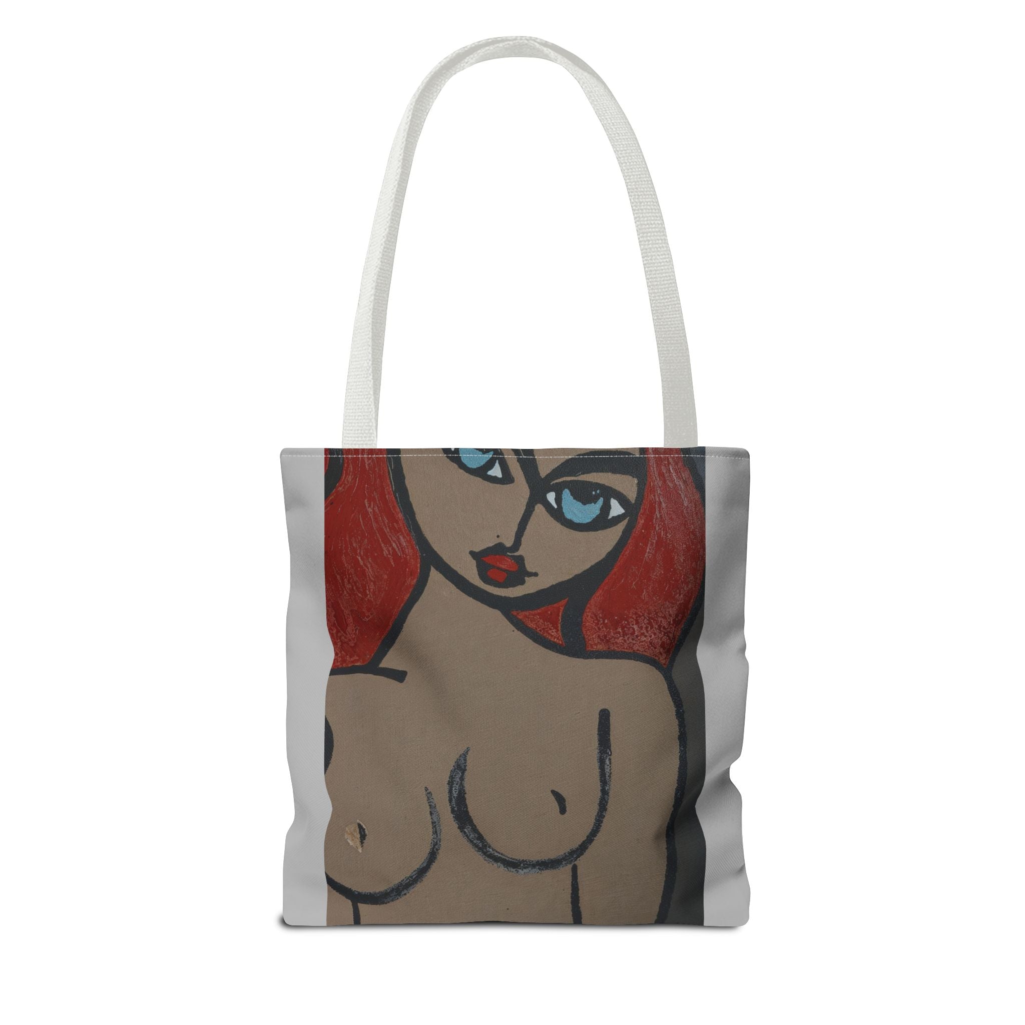 Sac fourre-tout portrait abstrait de femme | Motif expressionniste peint à la main