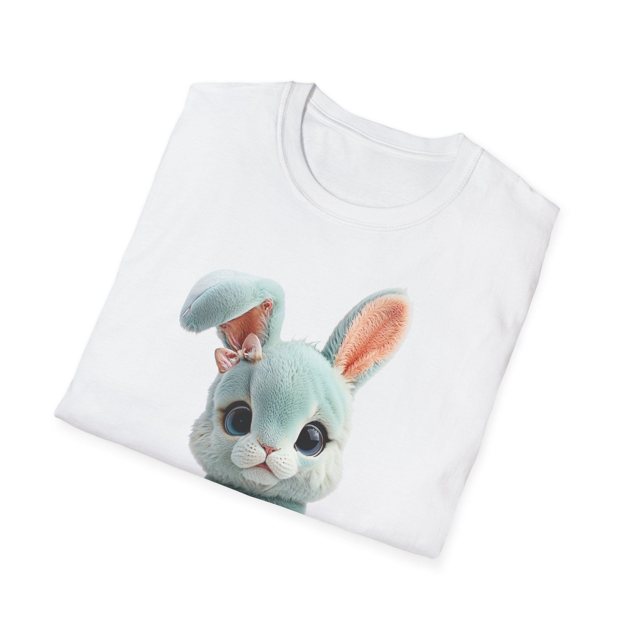 T-shirt Lapin en peluche bleu | T-shirt graphique lapin mignon