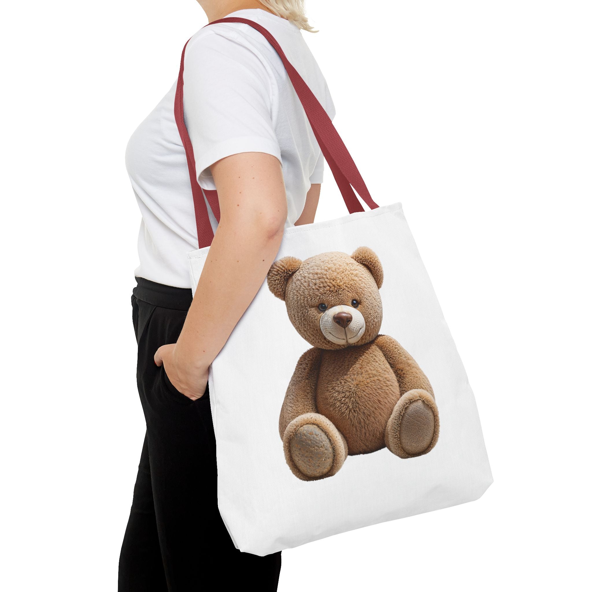 Sac fourre-tout mignon ours en peluche et chaton – Sac fourre-tout à imprimé animal mignon pour faire les courses et au quotidien