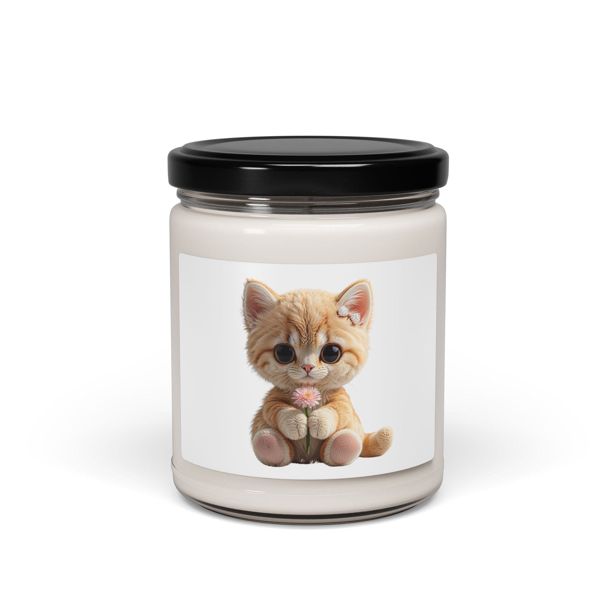Bougie avec chaton — Pot chaton kawaii mignon (parfum floral doux), bio