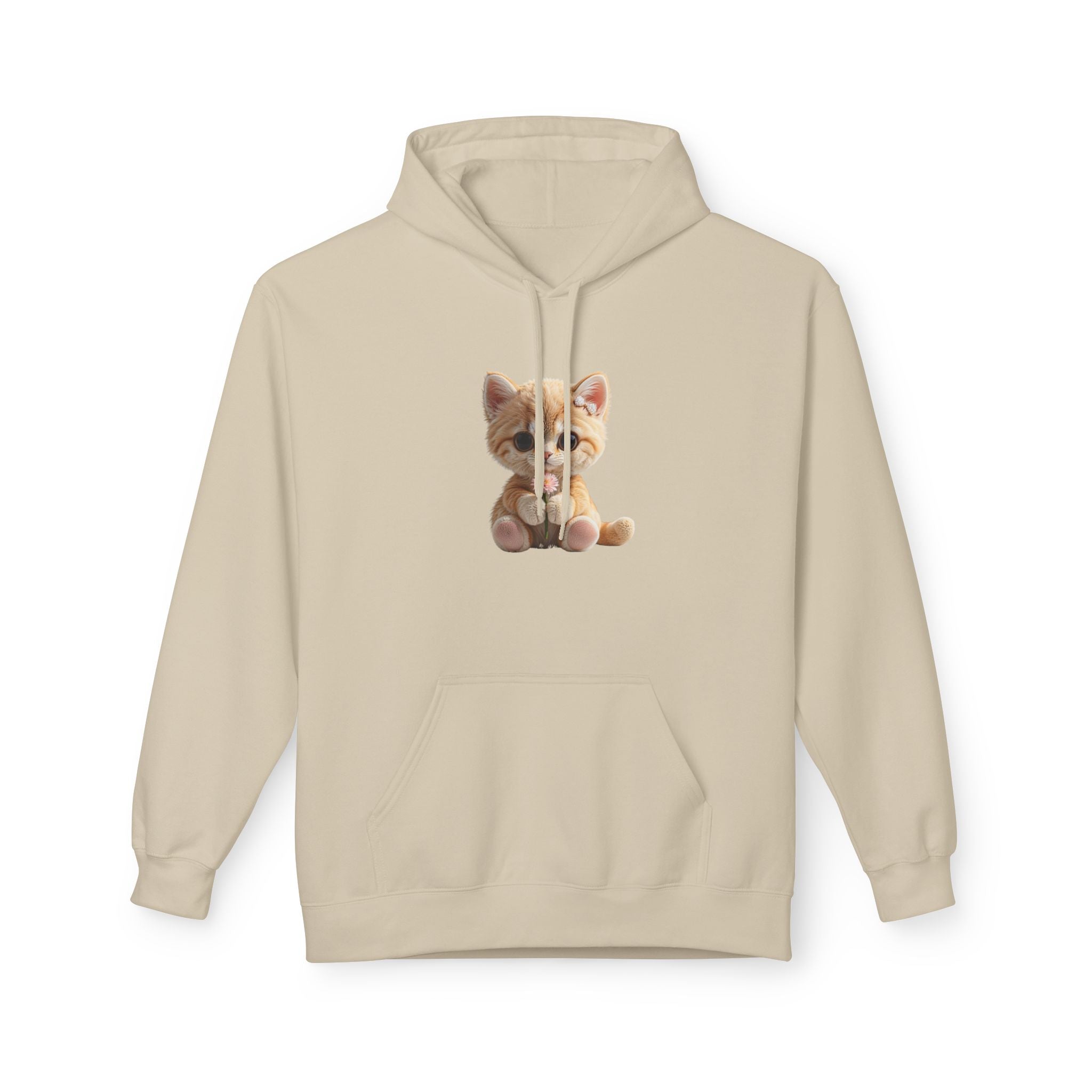 Sweat à capuche chaton assis mignon | Illustration de chat, pull blanc doux