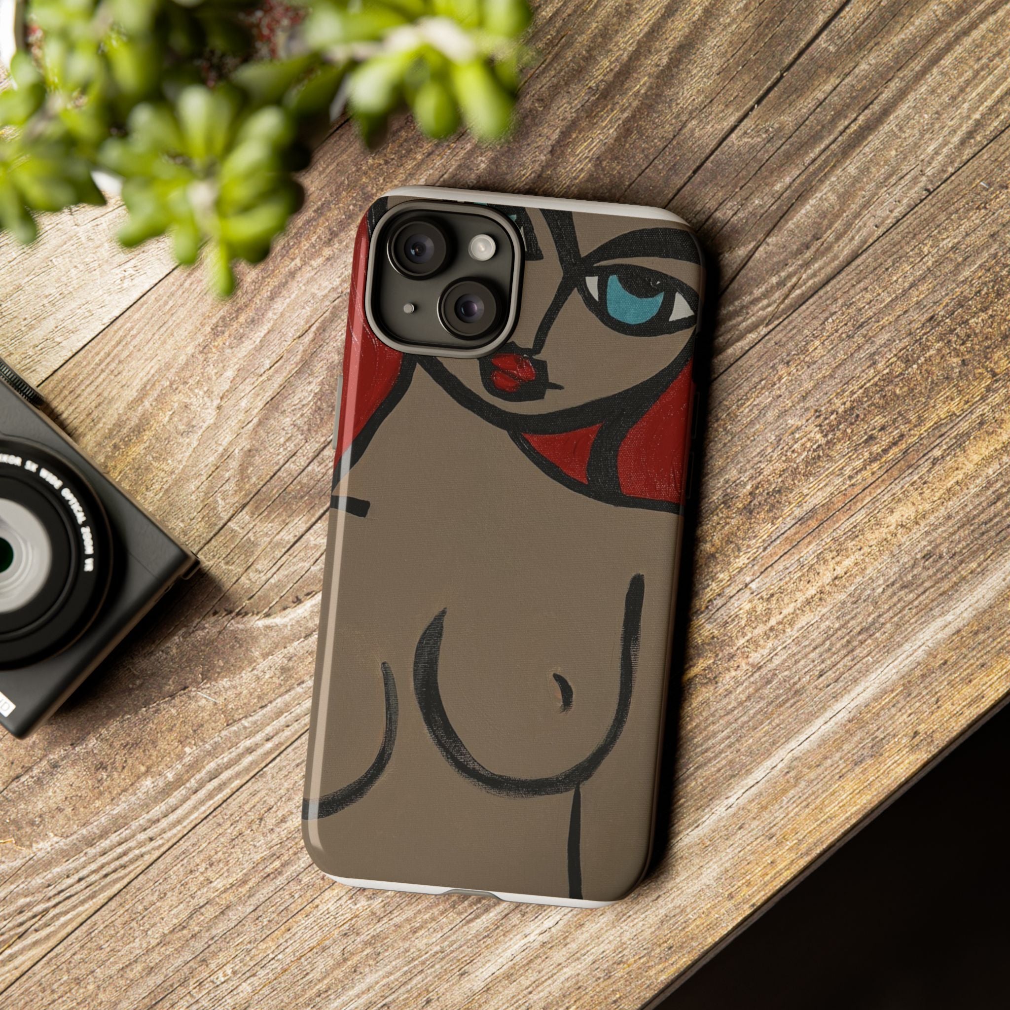 Coque de téléphone minimaliste | Figure féminine abstraite, faite main
