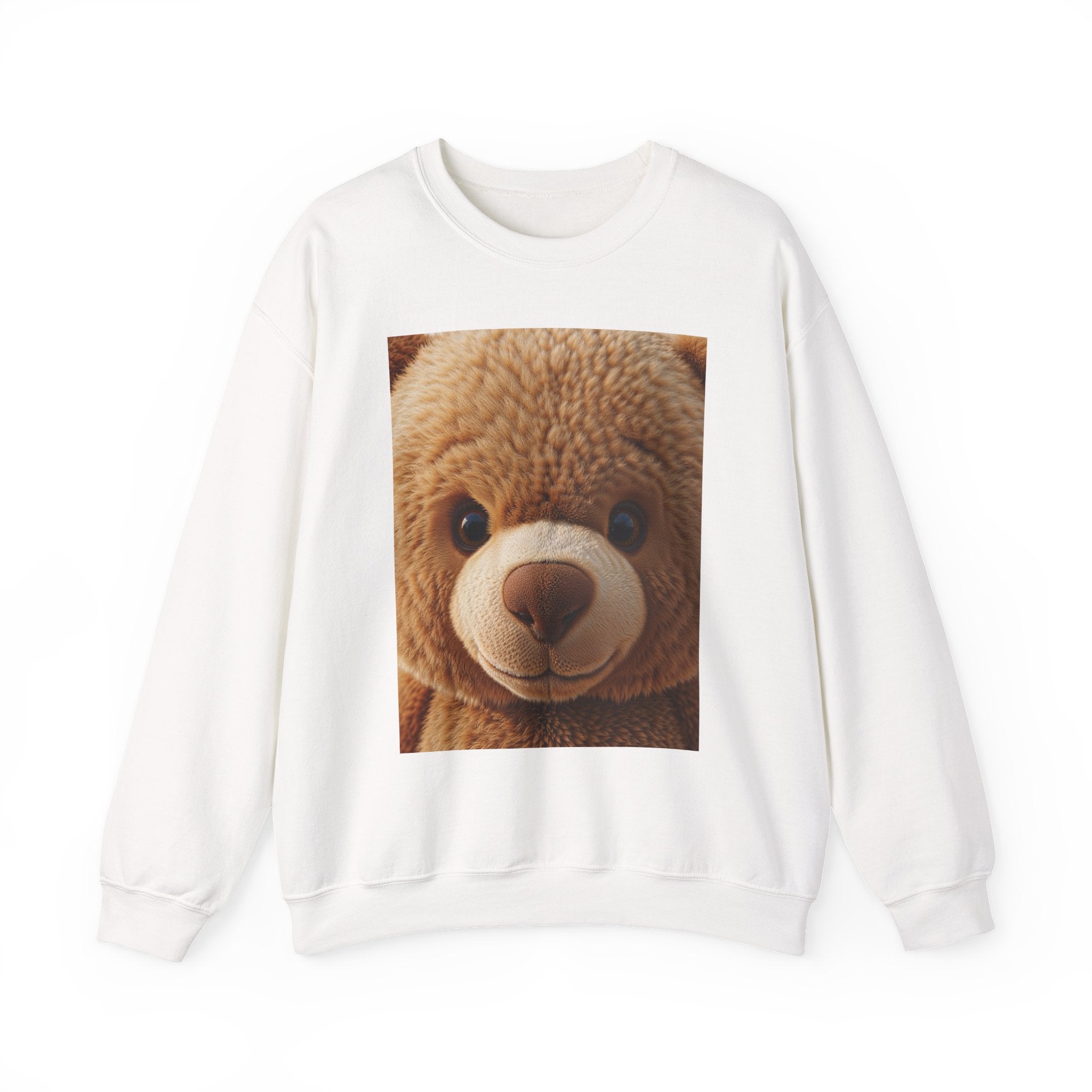 Sweat-shirt ras du cou ours en peluche marron | Impression photo de peluche