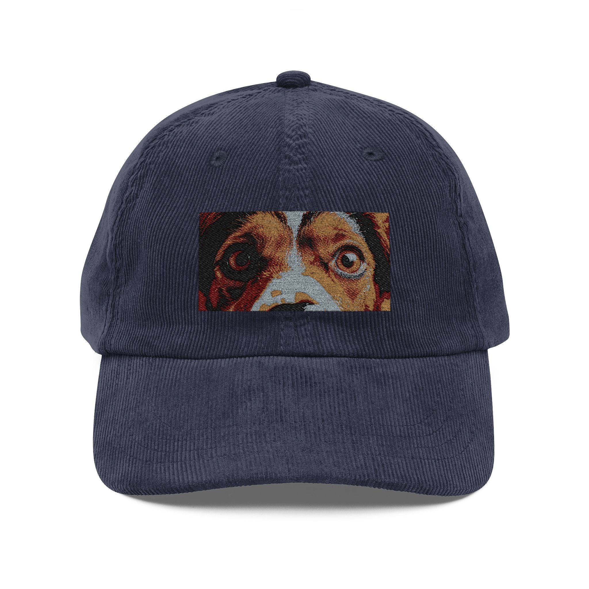 Casquette brodée avec un boxer marron | Casquette de baseball en velours côtelé