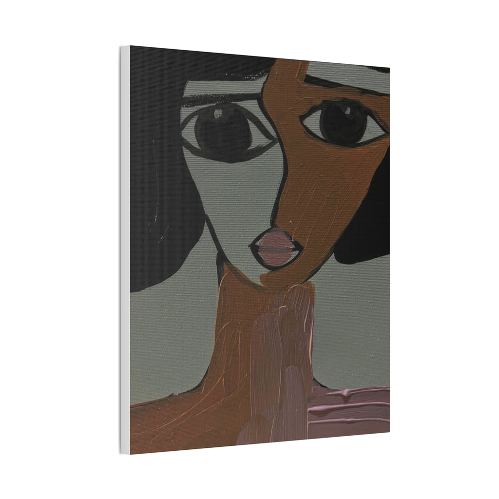 Toile tendue abstraite bicolore représentant un visage | Art mural figuratif moderne