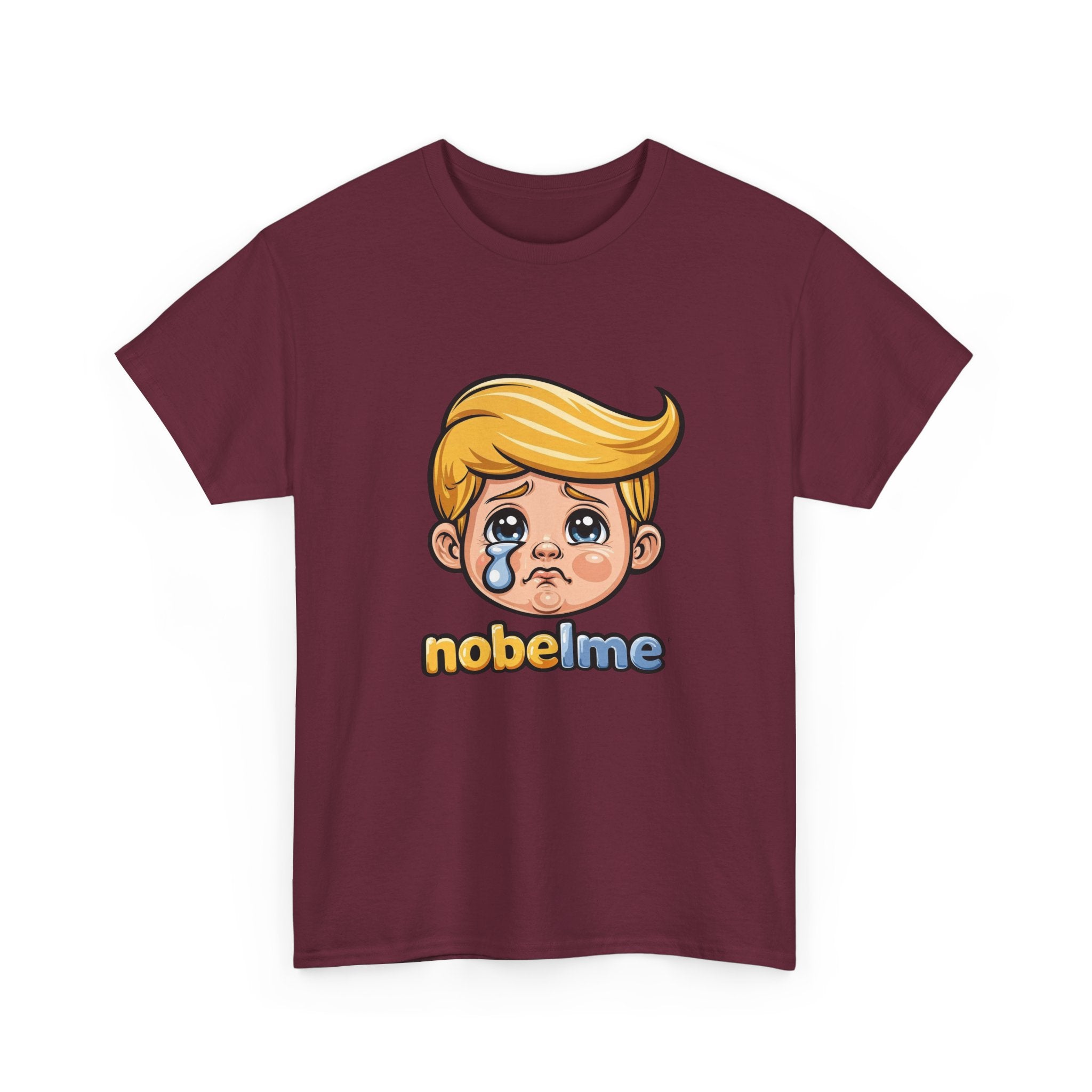 Cartoon Leader Tee, Satirical Political Pop Art, Funny Character Print Crying Blonde Cartoon Face T-Shirt