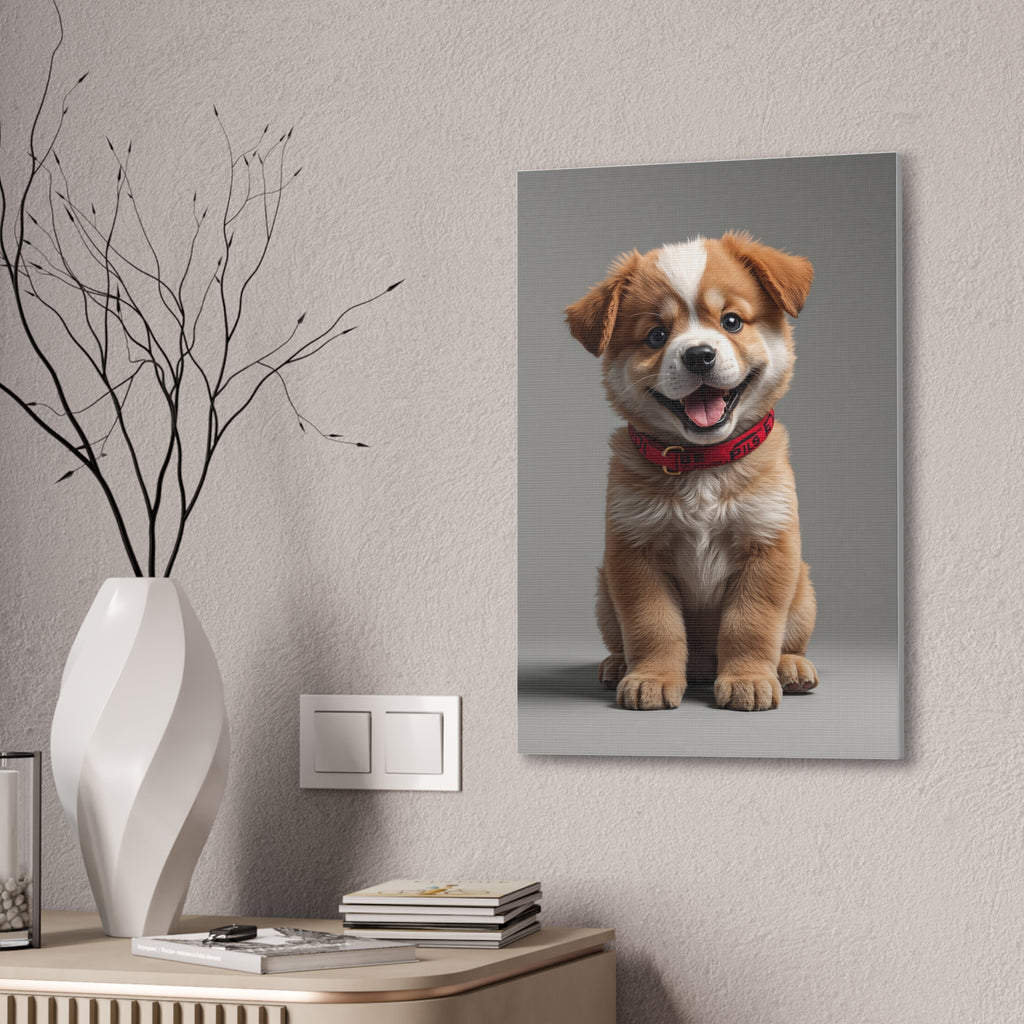 Smiling Puppy Portrait Canvas, gift for dog lovers