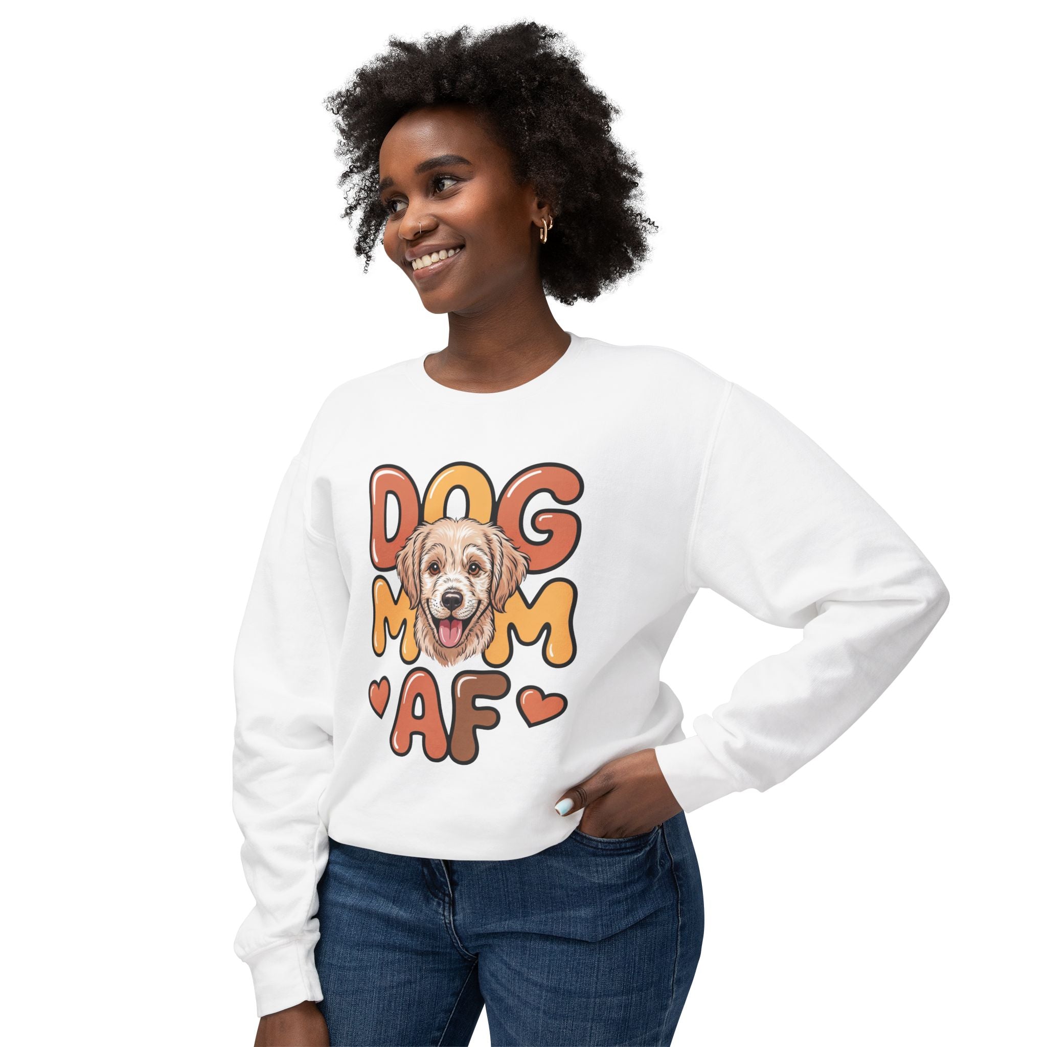 Dog Lover Sweatshirt | Golden Retriever Illustration, Cute Heart Design