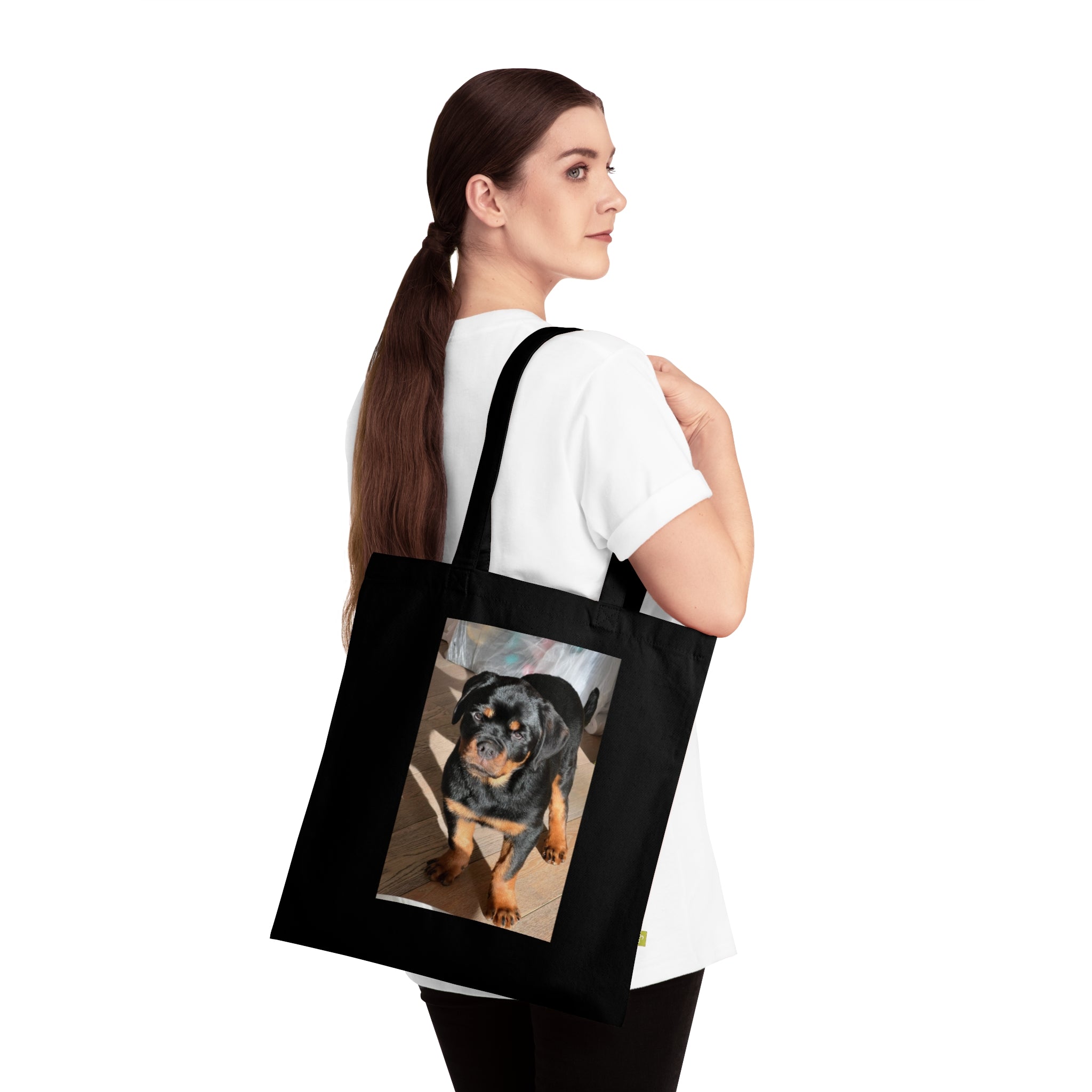 Sac fourre-tout photo Rottweiler | Sac fourre-tout en toile avec portrait de chien, en coton écologique