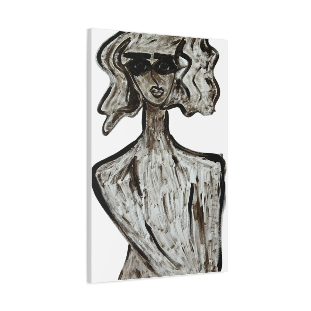 Portrait stylisé de femme sur toile, art contemporain, art moderne