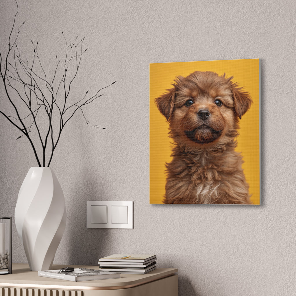 Cute Brown Puppy Portrait Canvas, gift for dog lovers