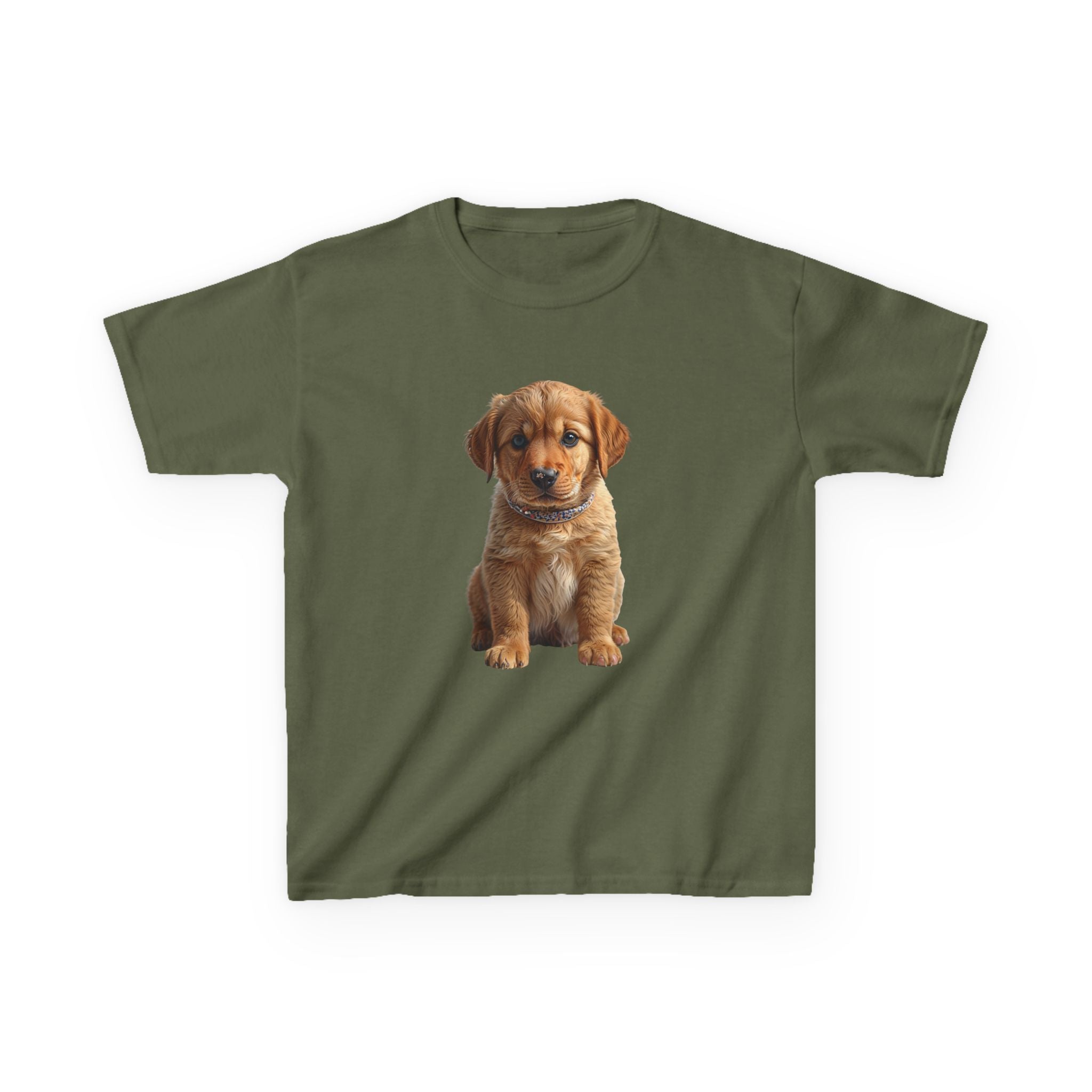 T-shirt enfant illustration chiot marron | T-shirt chien mignon, amoureux des animaux