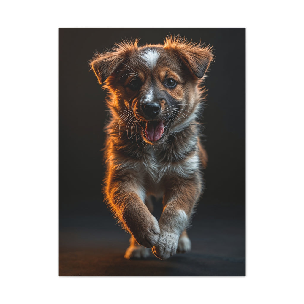 Running Puppy Canvas, gift for dog lovers