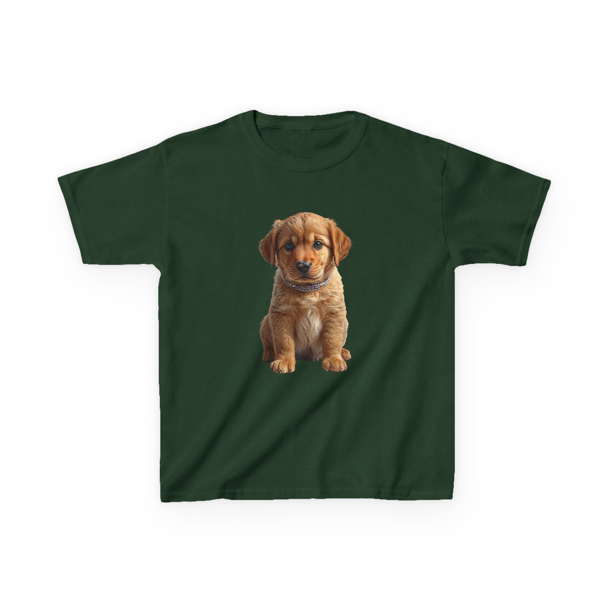 T-shirt enfant illustration chiot marron | T-shirt chien mignon, amoureux des animaux