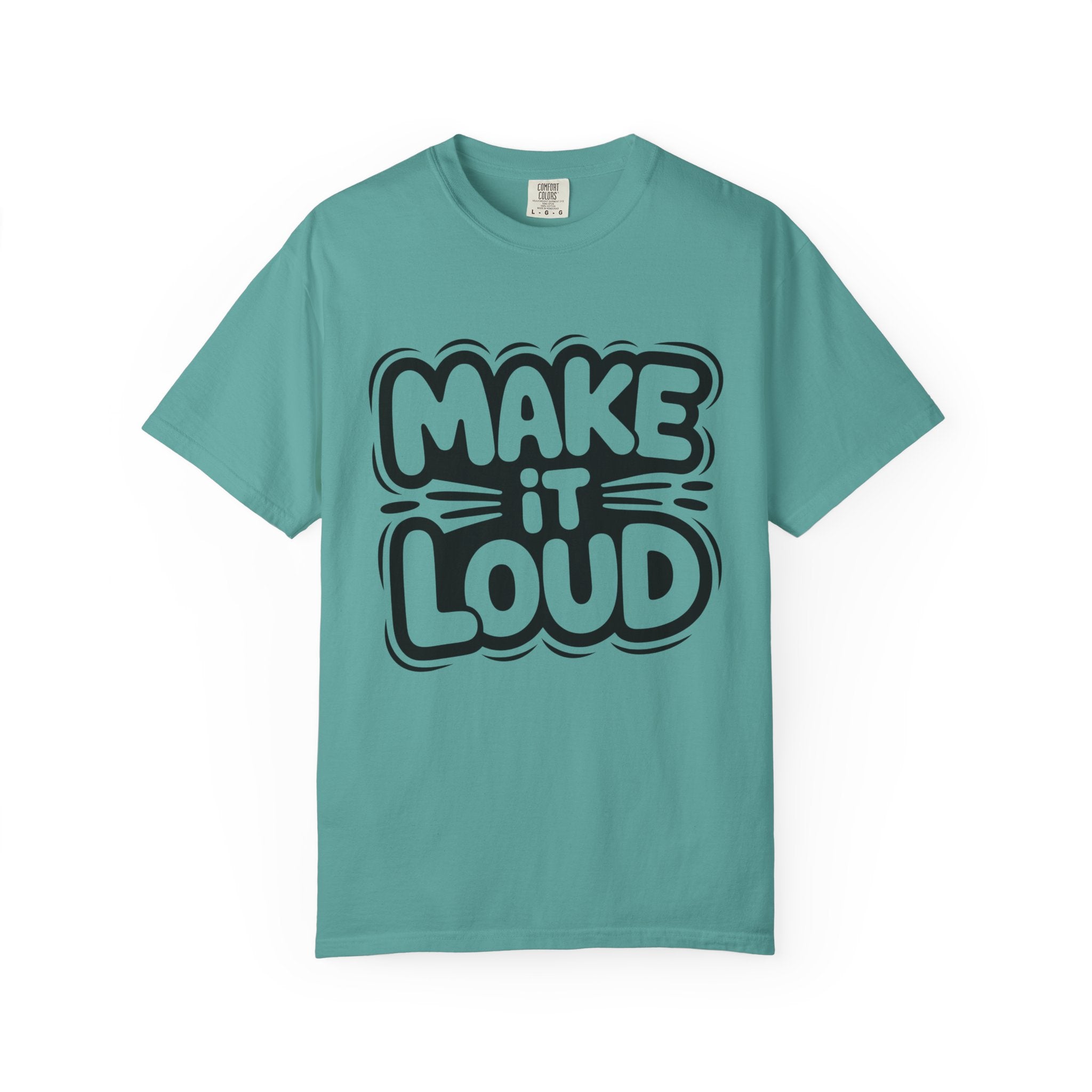 Make It Loud T-shirt | Bold Bubble Letter Graphic, Black White Design