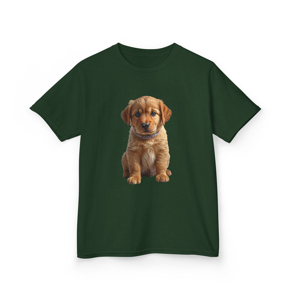 T-shirt enfant illustration chiot marron | T-shirt chien mignon, amoureux des animaux
