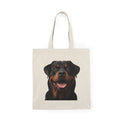 Sac fourre-tout avec portrait de Rottweiler souriant | Toile naturelle imprimée chien