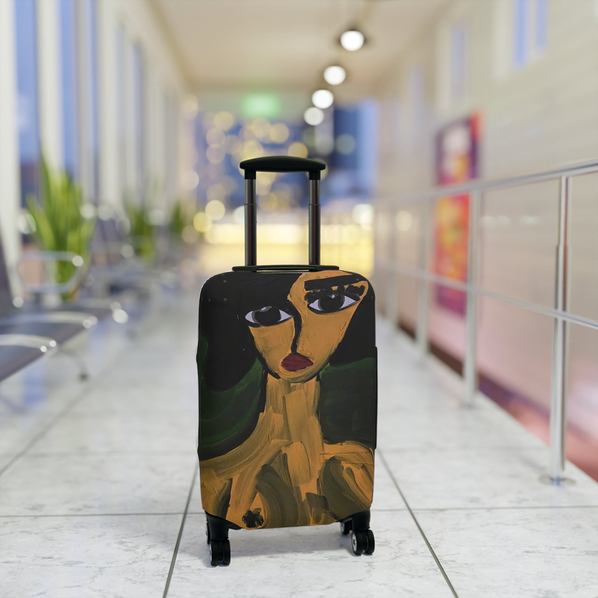Housse de valise à portrait abstrait | Housse de valise avec visage de femme peint