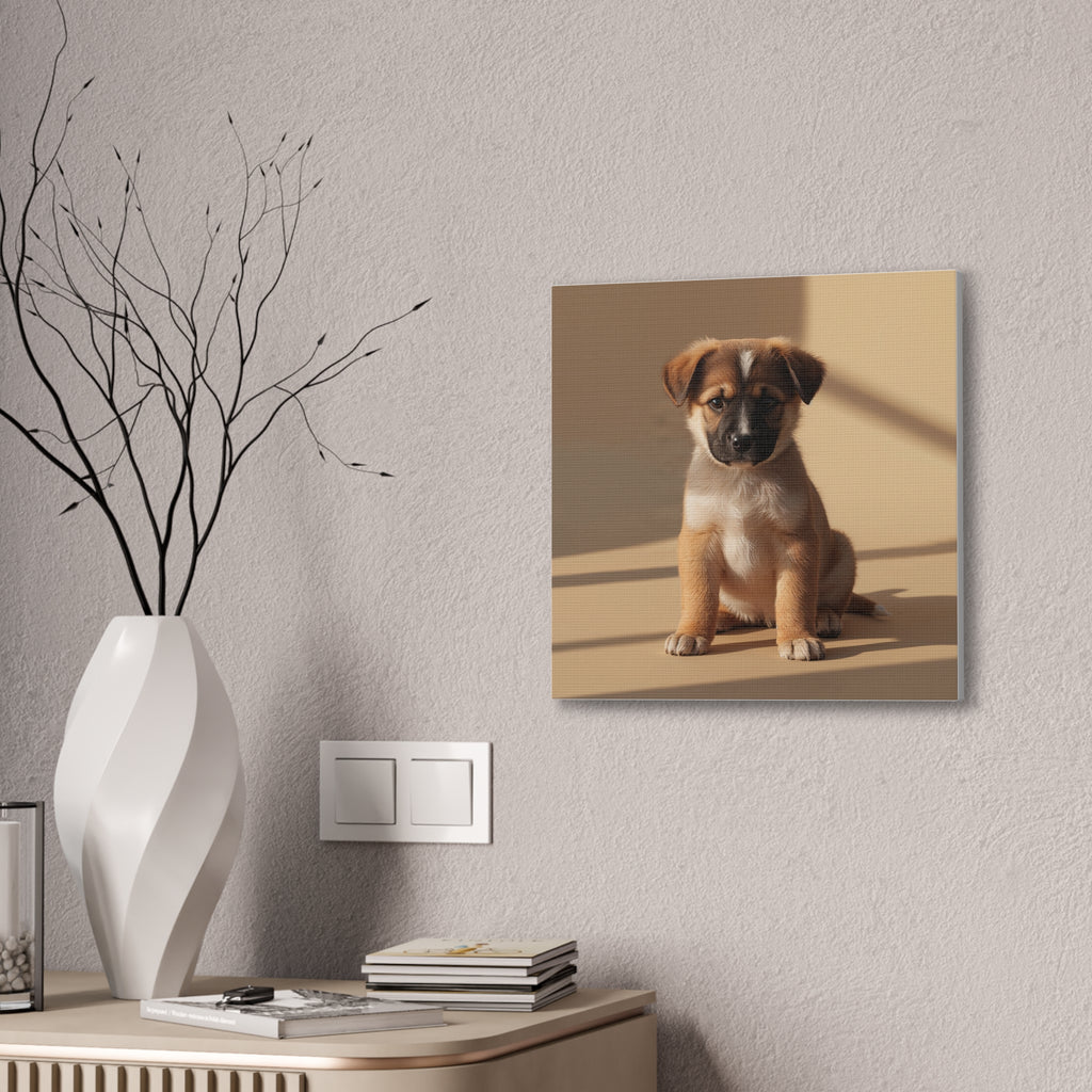 Brown Puppy Portrait Canvas, gift for dog lovers