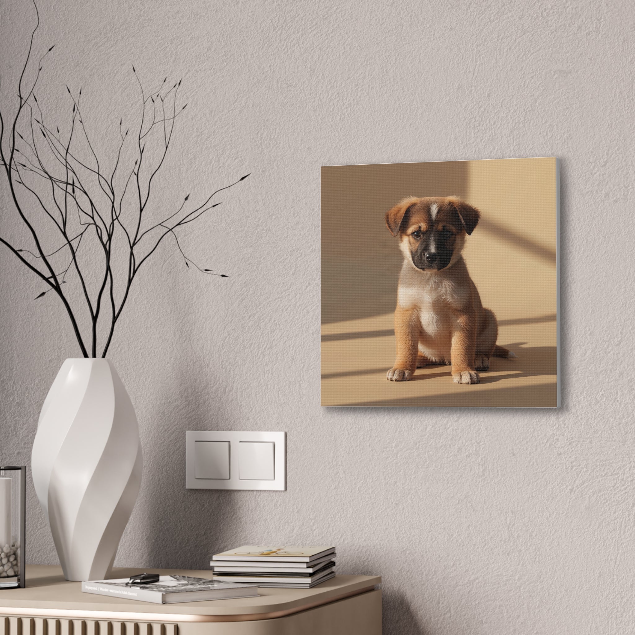 Brown Puppy Portrait Canvas, gift for dog lovers