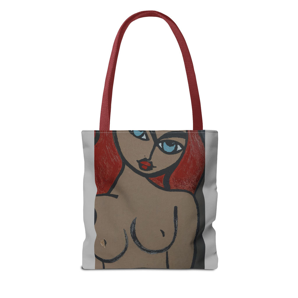 Sac fourre-tout portrait abstrait de femme | Motif expressionniste peint à la main