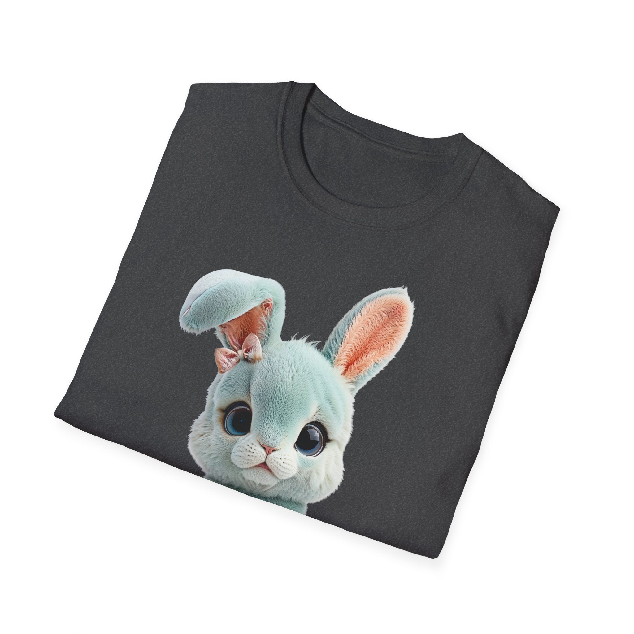 T-shirt Lapin en peluche bleu | T-shirt graphique lapin mignon
