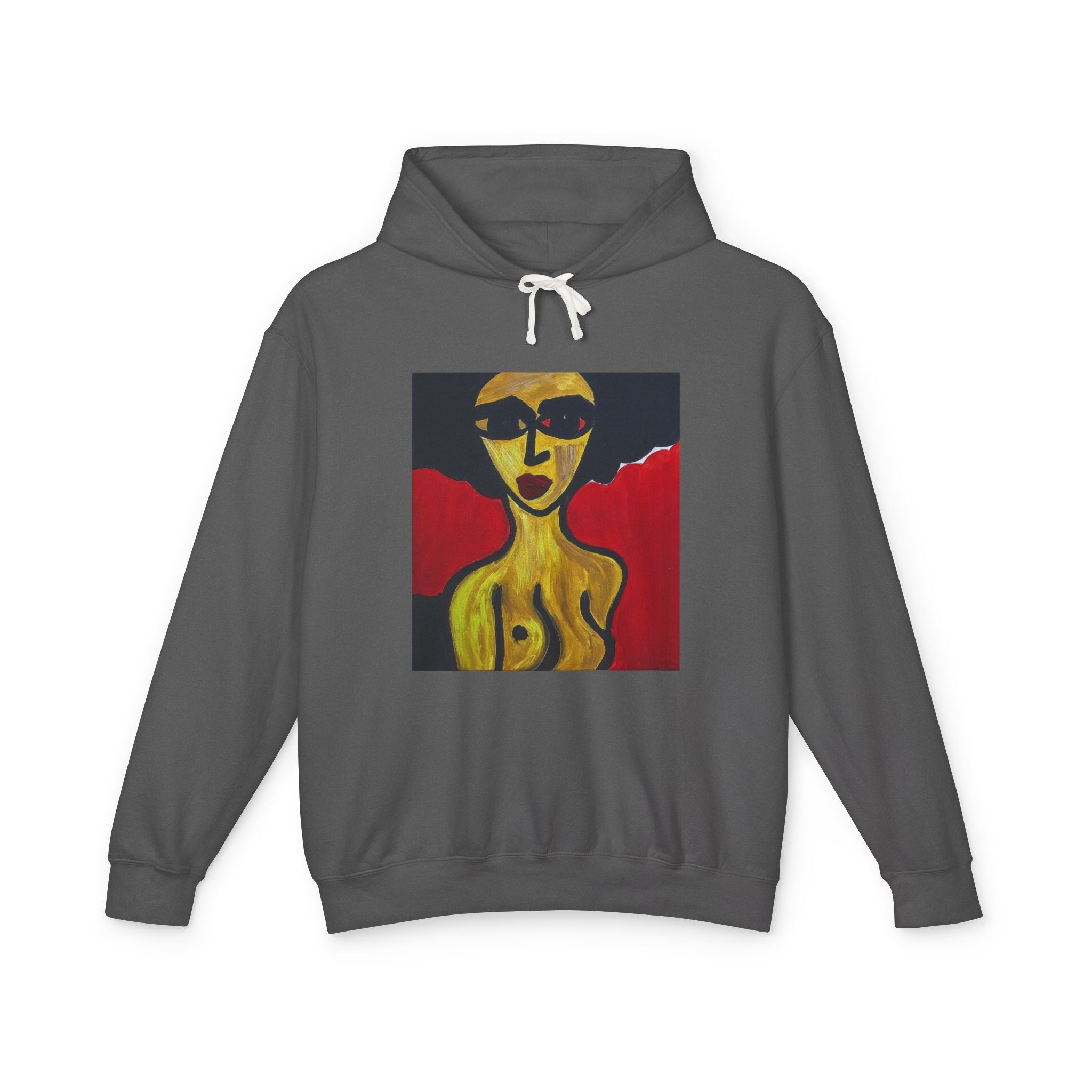 Sweat à capuche avec motif portrait nu — Sweat-shirt imprimé, fait main 