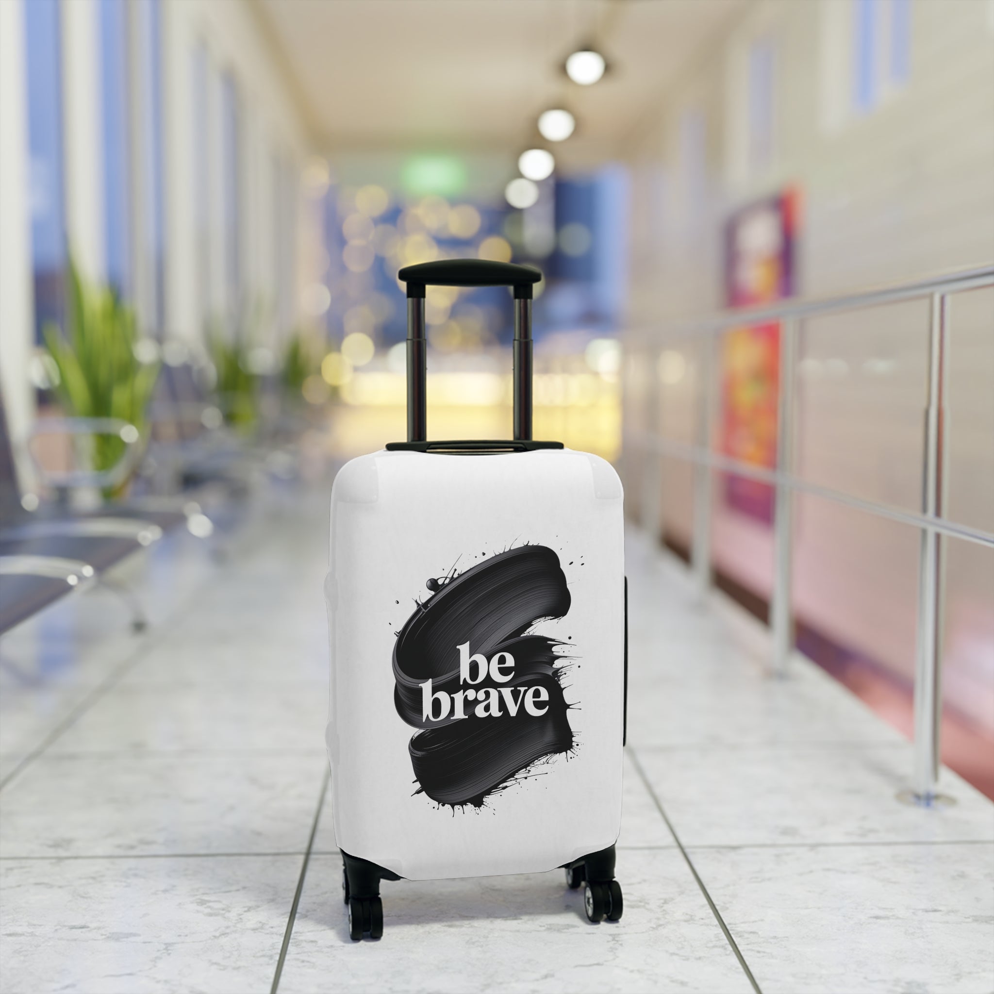 Housse de valise Be Brave à motifs de coups de pinceau | Étui de voyage inspirant