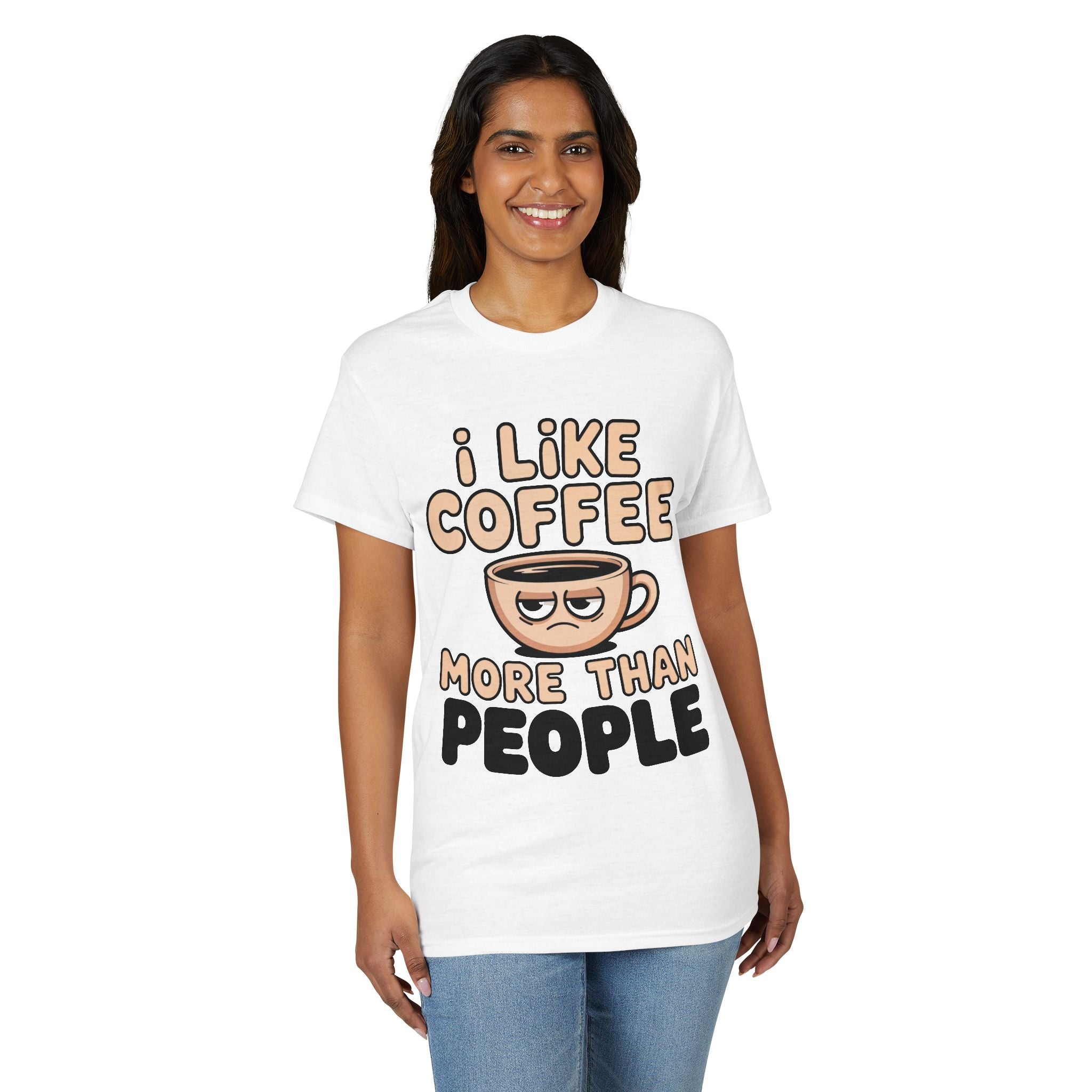 I Like Coffee More Than People T-Shirt | Coffee Lover Tee, Original Motivational T-Shirt, Unisex Cotton Graphic Tee