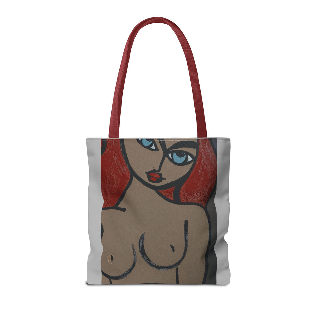 Sac fourre-tout portrait abstrait de femme | Motif expressionniste peint à la main
