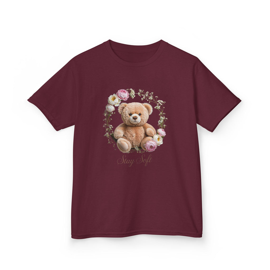 T-shirt enfant ours en peluche | T-shirt ours en peluche fleuri, T-shirt ours en peluche kawaii, Imprimé ours mignon, T-shirt unisexe doux