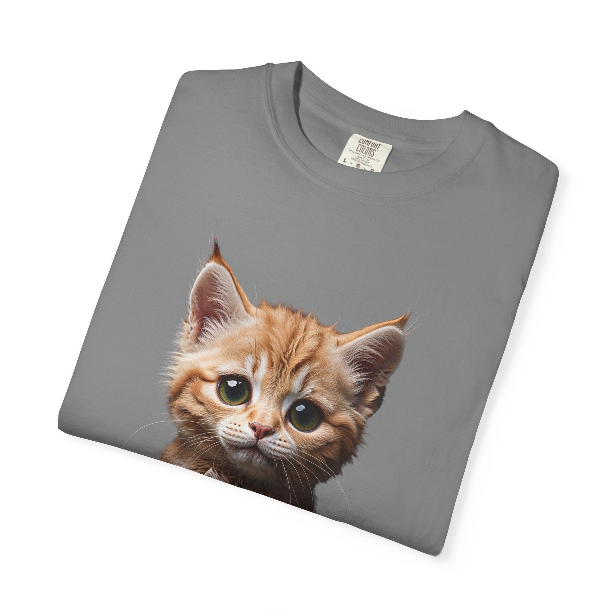 Kitten Illustration T-Shirt | Realistic Cat Portrait, organic cotton
